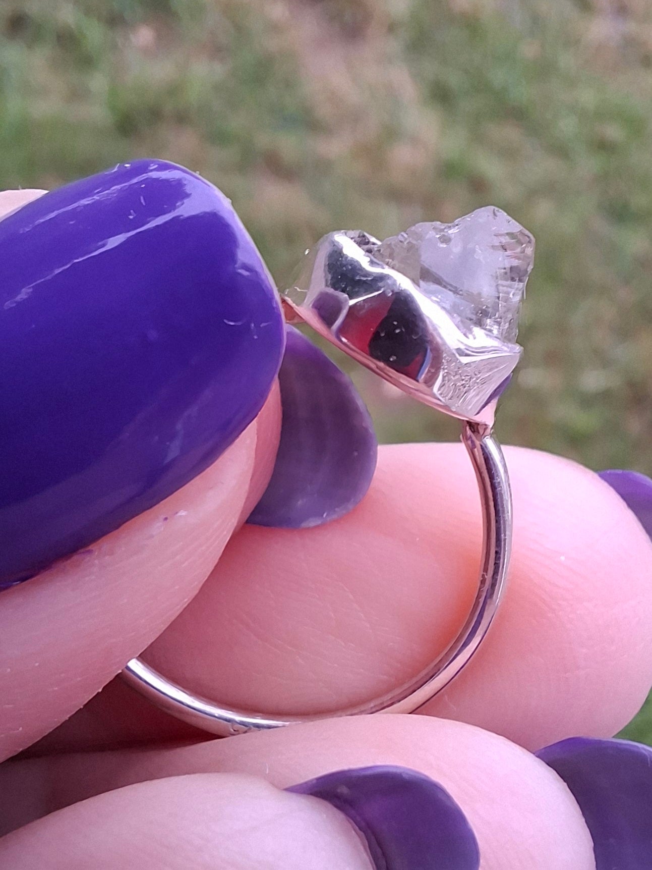 Libyan Desert Glass Ring, size large O, 925 Silver, Tektite (Ref: LR22)
