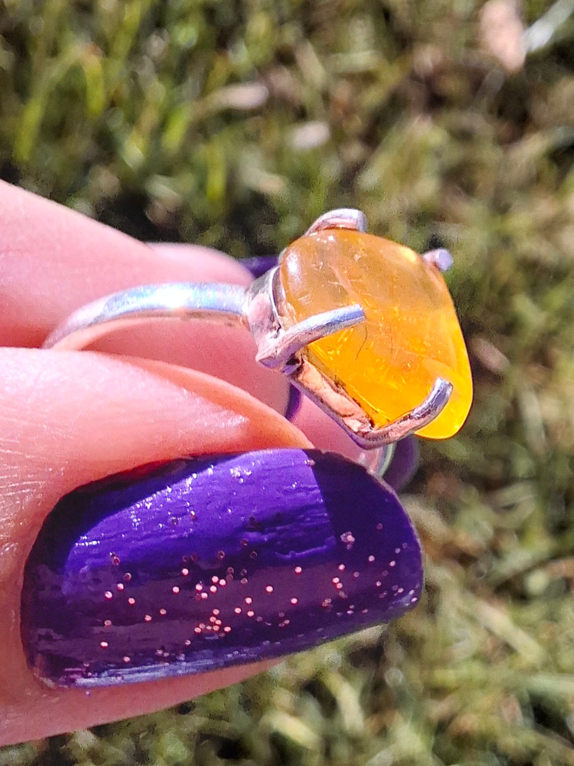 Baltic Amber Ring, size large K/small L, 925 Silver, Fossil (Ref: AR1)
