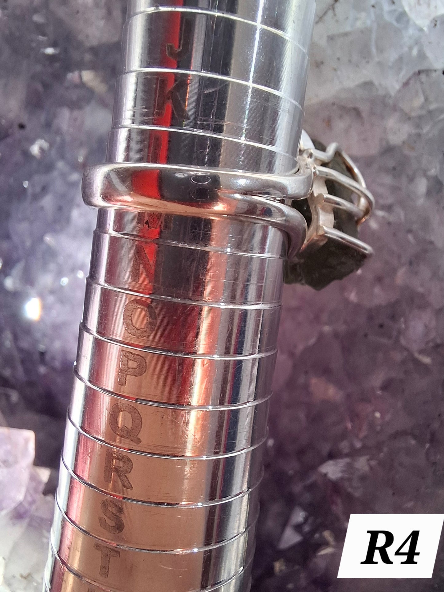 Moldavite Ring, size large L/small M, 925 Silver, Tektite (Ref: R4)