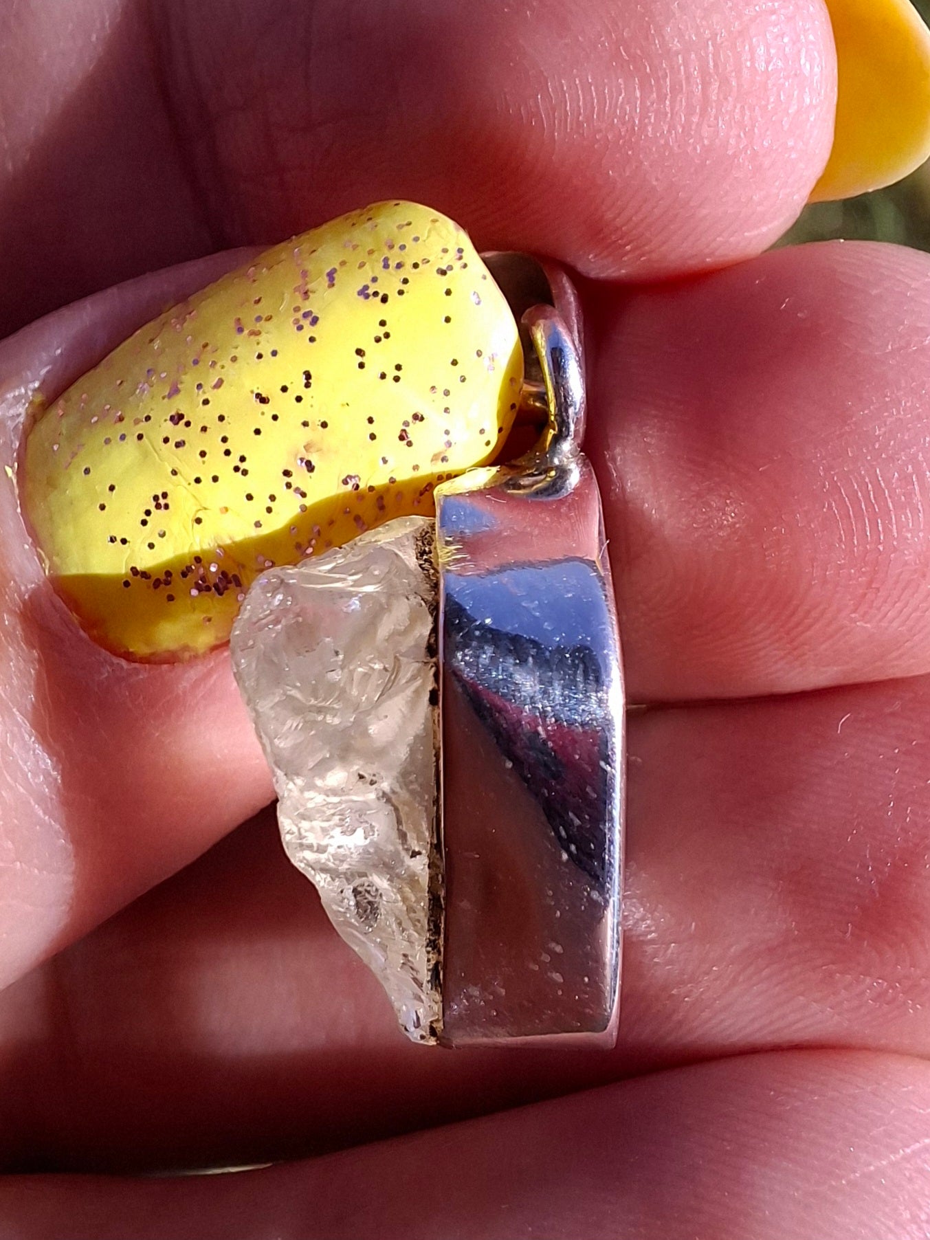 Libyan Desert Glass Pendant, 925 Silver, Tektite (Ref: LP113)