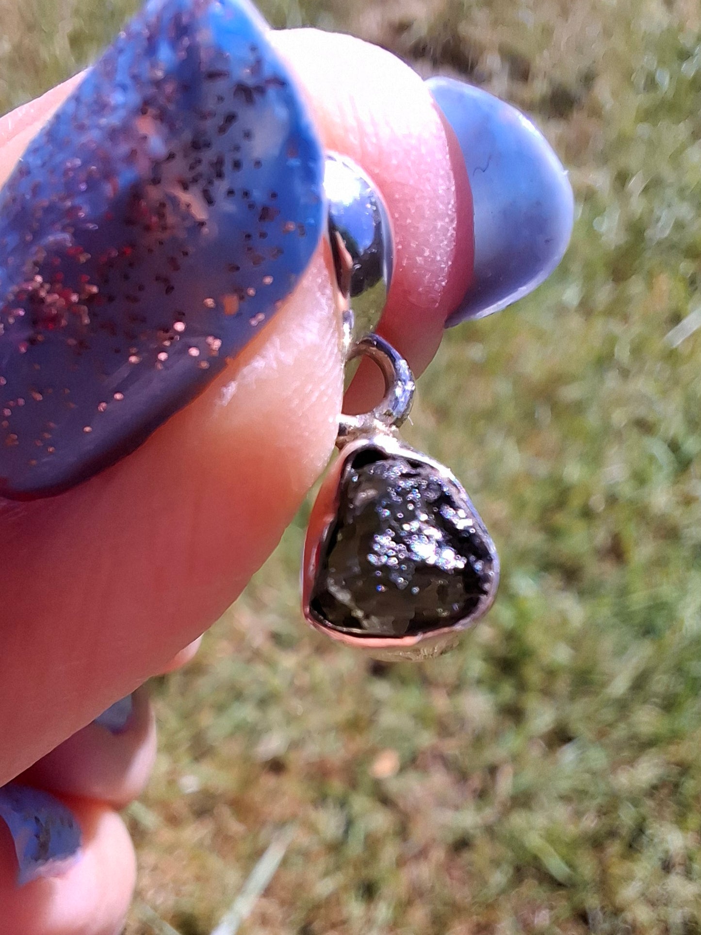Moldavite Pendant, 925 Silver, Tektite (Ref: P96)