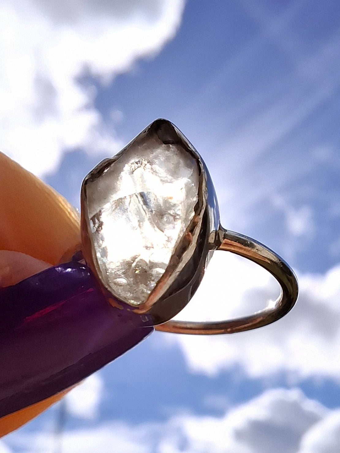 Libyan Desert Glass Ring, size J, 925 Silver, Tektite (Ref: LR6)