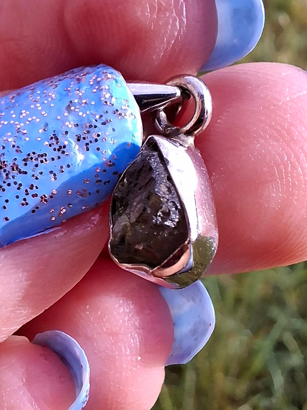 Moldavite Pendant, 925 Silver, Tektite (Ref: P62)
