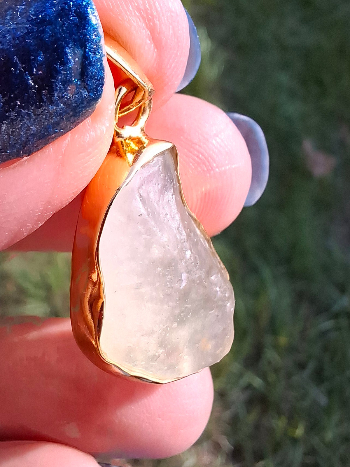 Libyan Desert Glass Pendant, 14K GOLD Plated, Tektite (Ref: LP115)