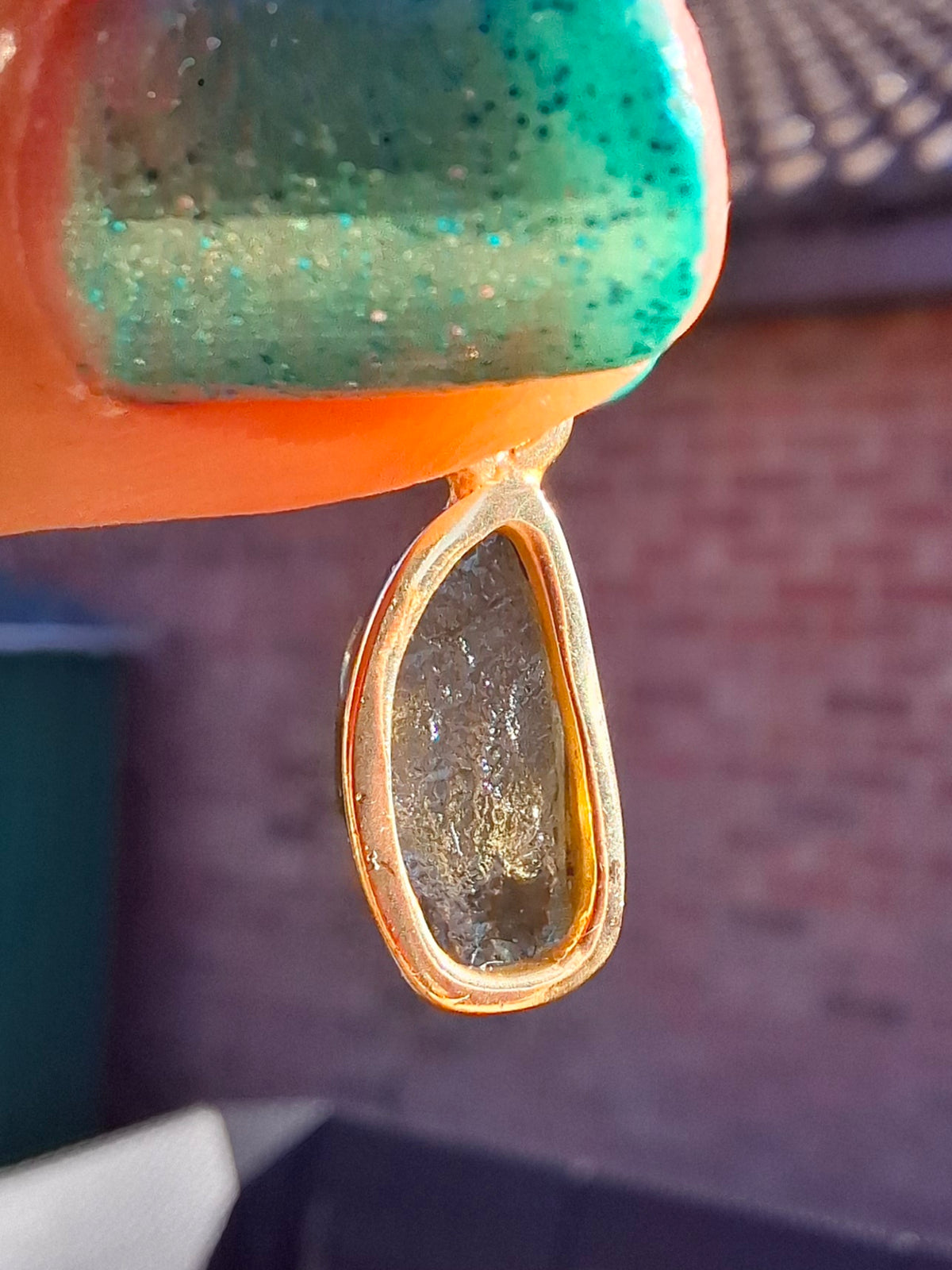 Moldavite Pendant, 14K GOLD Plated, Tektite (Ref: P450)
