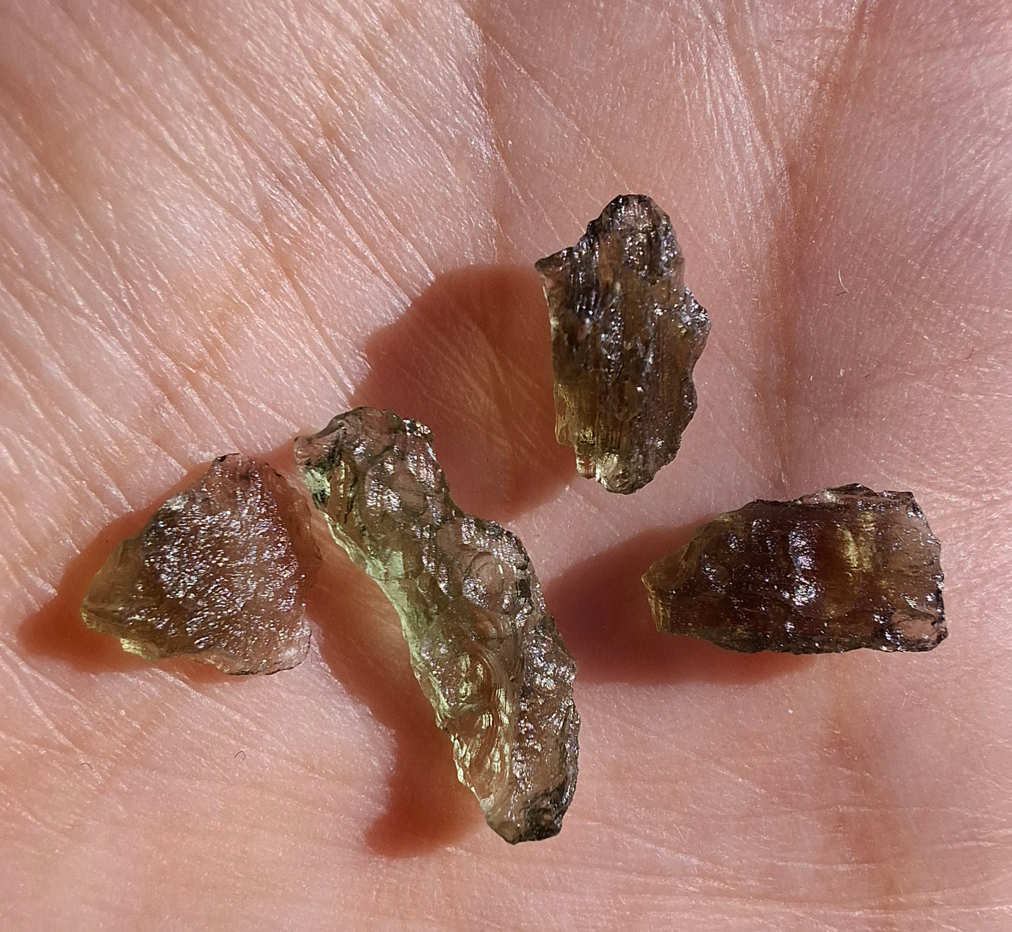 Moldavite chip Bundle, 1g, 4 pcs, Tektite (MB48)