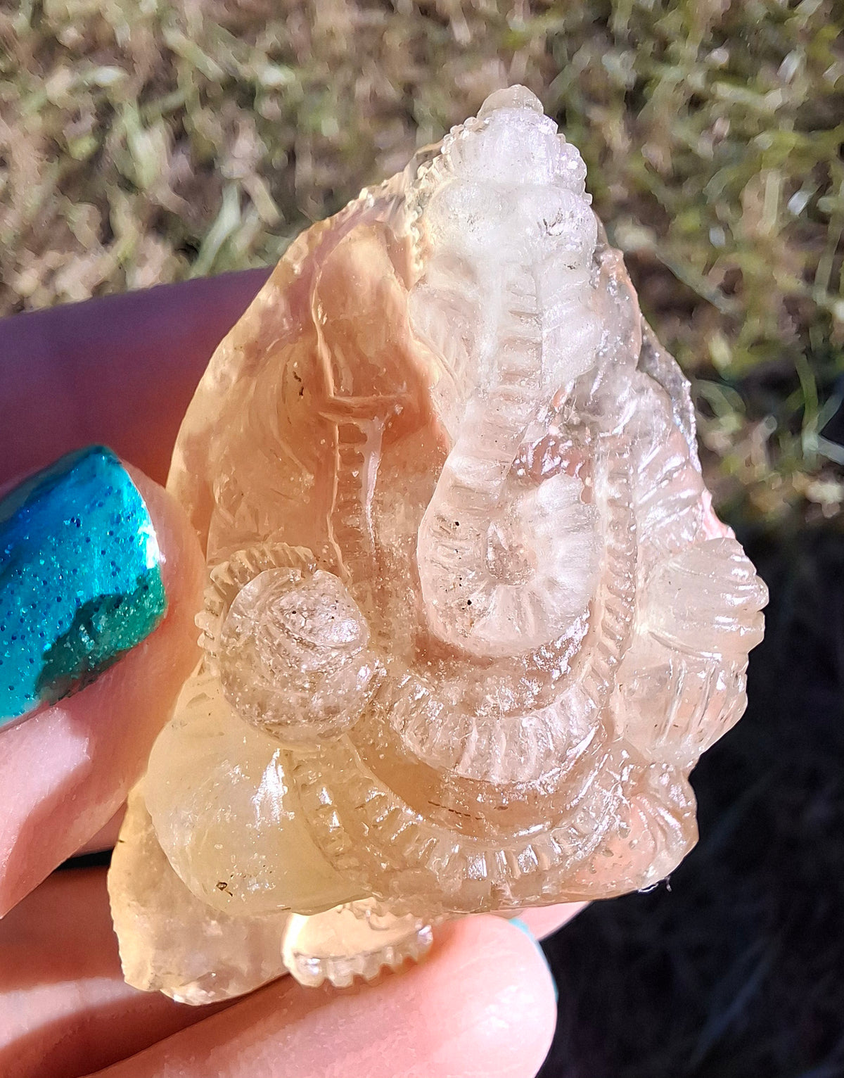 Libyan Desert Glass carving, GANESHA, 26.47g, Tektite (Ref: Ganesha1)