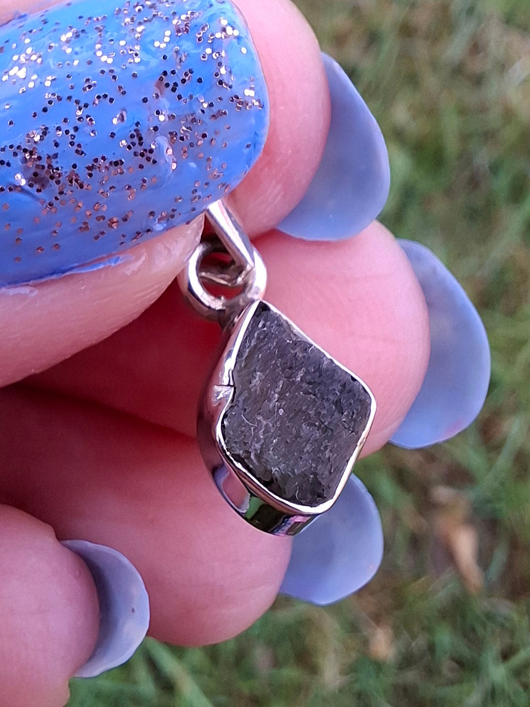 Moldavite Pendant, 925 Silver, Tektite (Ref: P60)