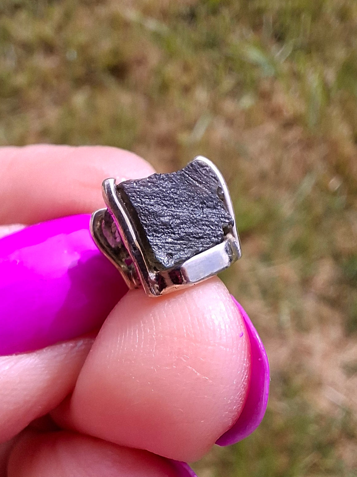 Moldavite Claw Pendant, 925 Silver, Tektite (Ref: P20)