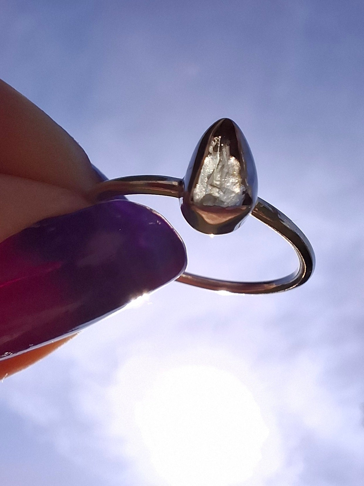Moldavite Ring, size small L, 925 Silver, Tektite (Ref: R62)
