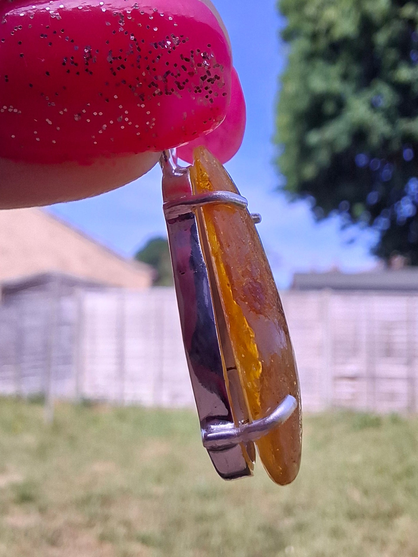 Baltic Amber Pendant, 925 Silver, Fossil (Ref: AP12)