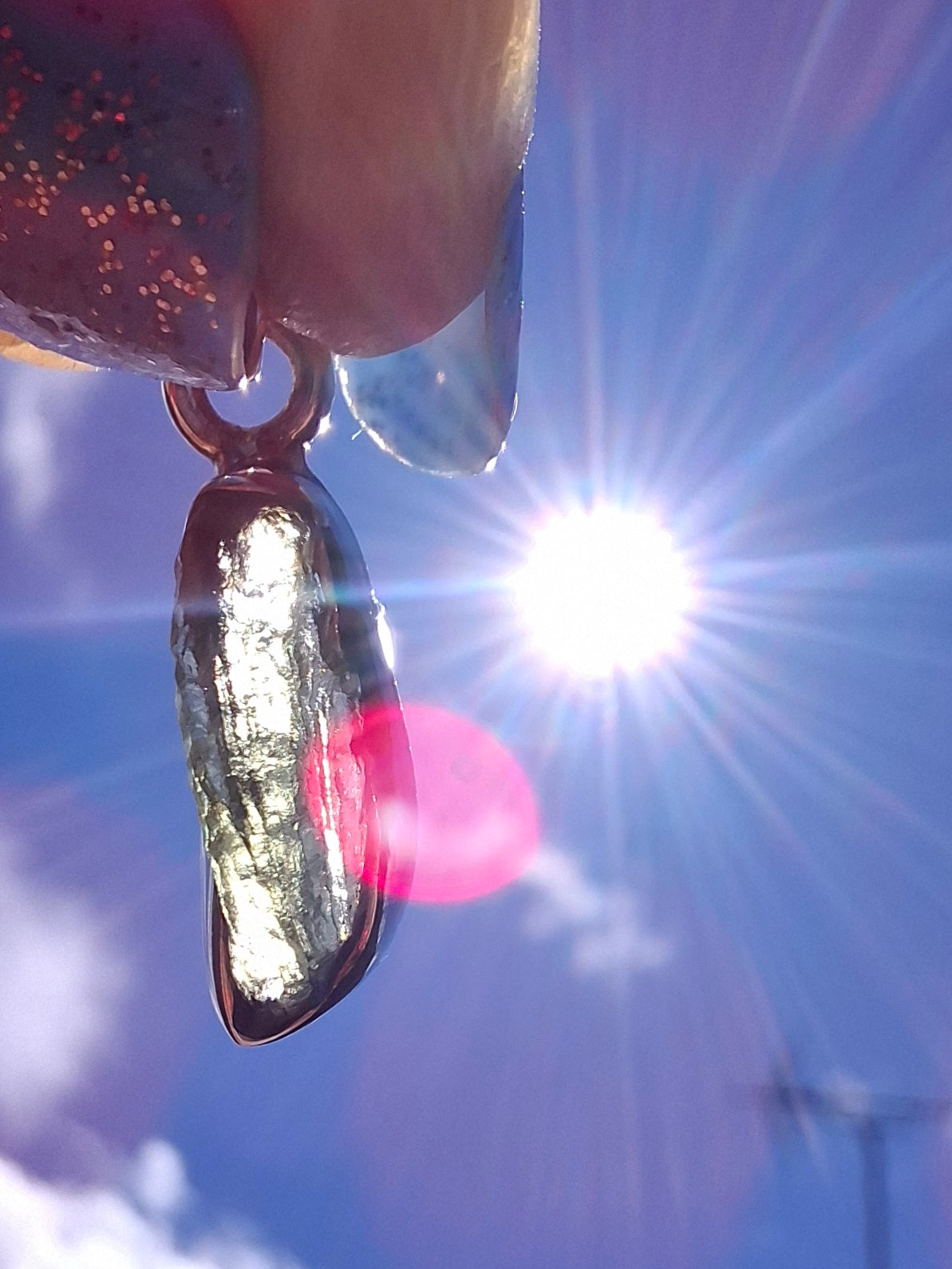 Moldavite Pendant, 925 Silver, Tektite (Ref: P82)