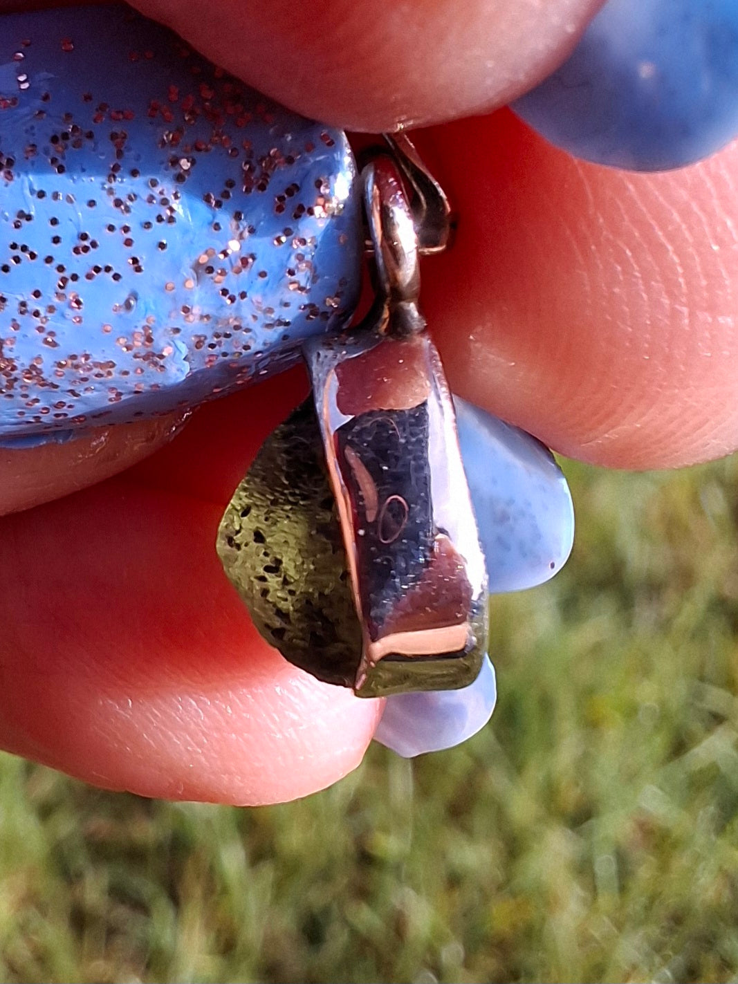 Moldavite Pendant, 925 Silver, Tektite (Ref: P59)