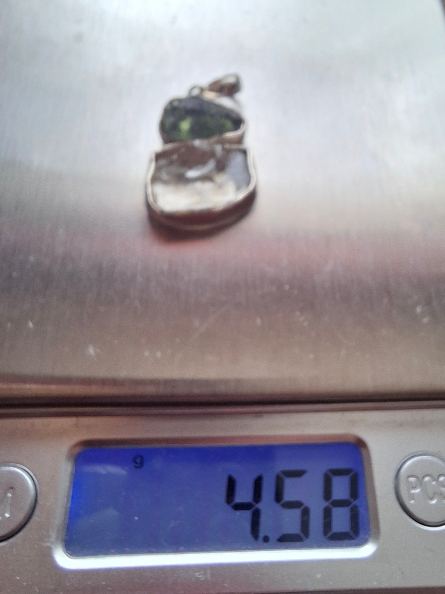 Moldavite & Libyan Desert Glass Pendant, 925 Silver, Tektite (Ref: MLP14)