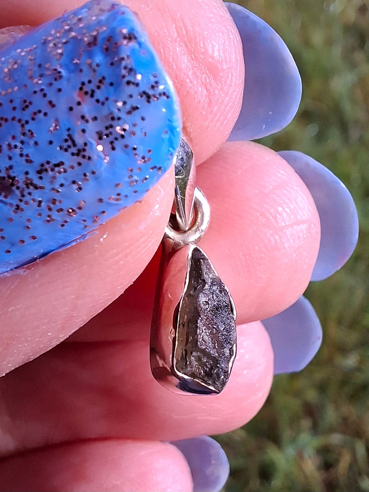 Moldavite Pendant, 925 Silver, Tektite (Ref: P32)