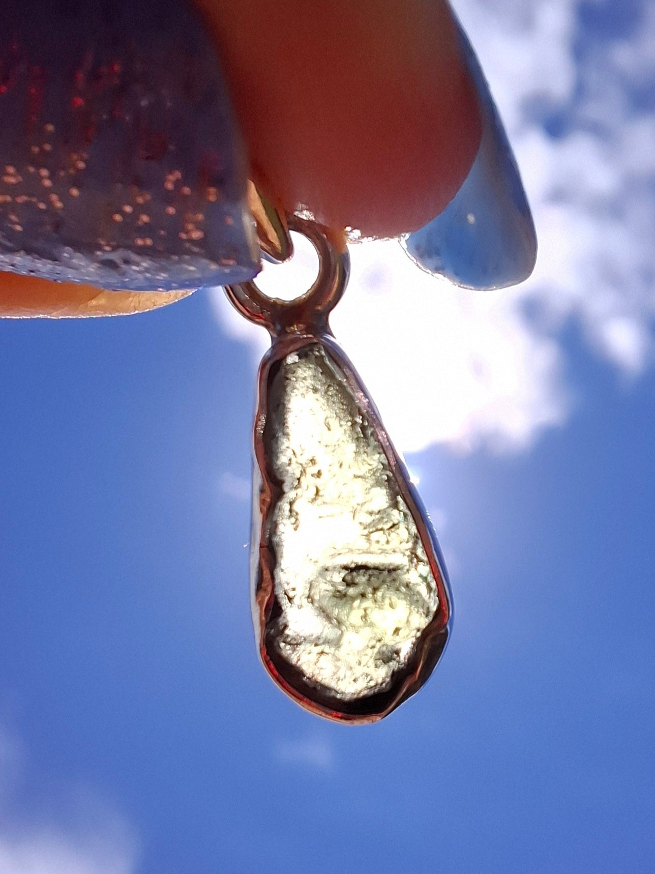Moldavite Pendant, 925 Silver, Tektite (Ref: P73)