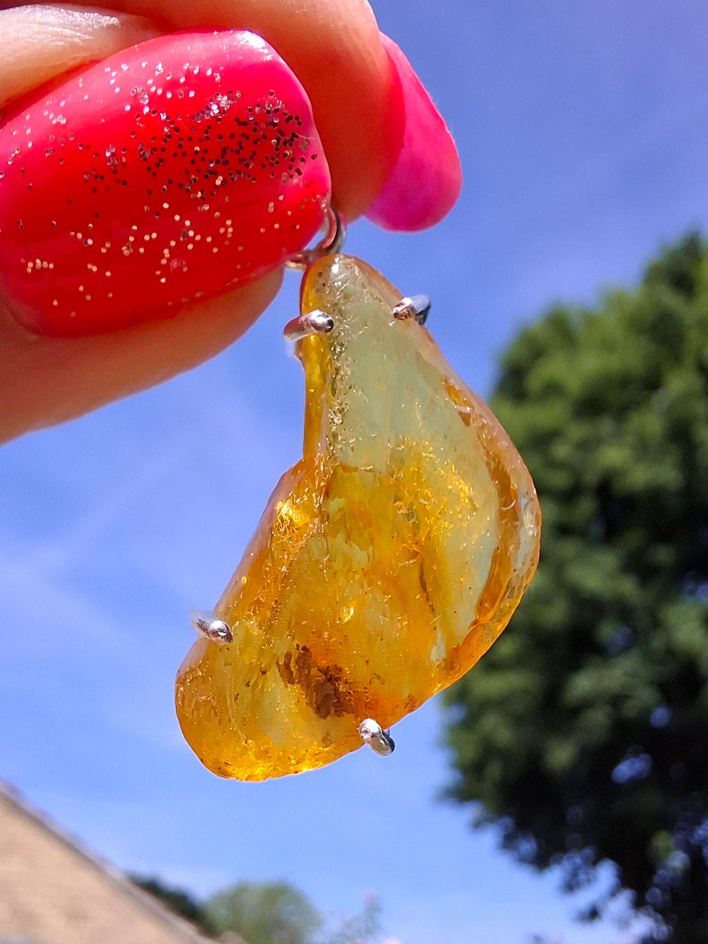 Baltic Amber Pendant, 925 Silver, Fossil (Ref: Ap1)