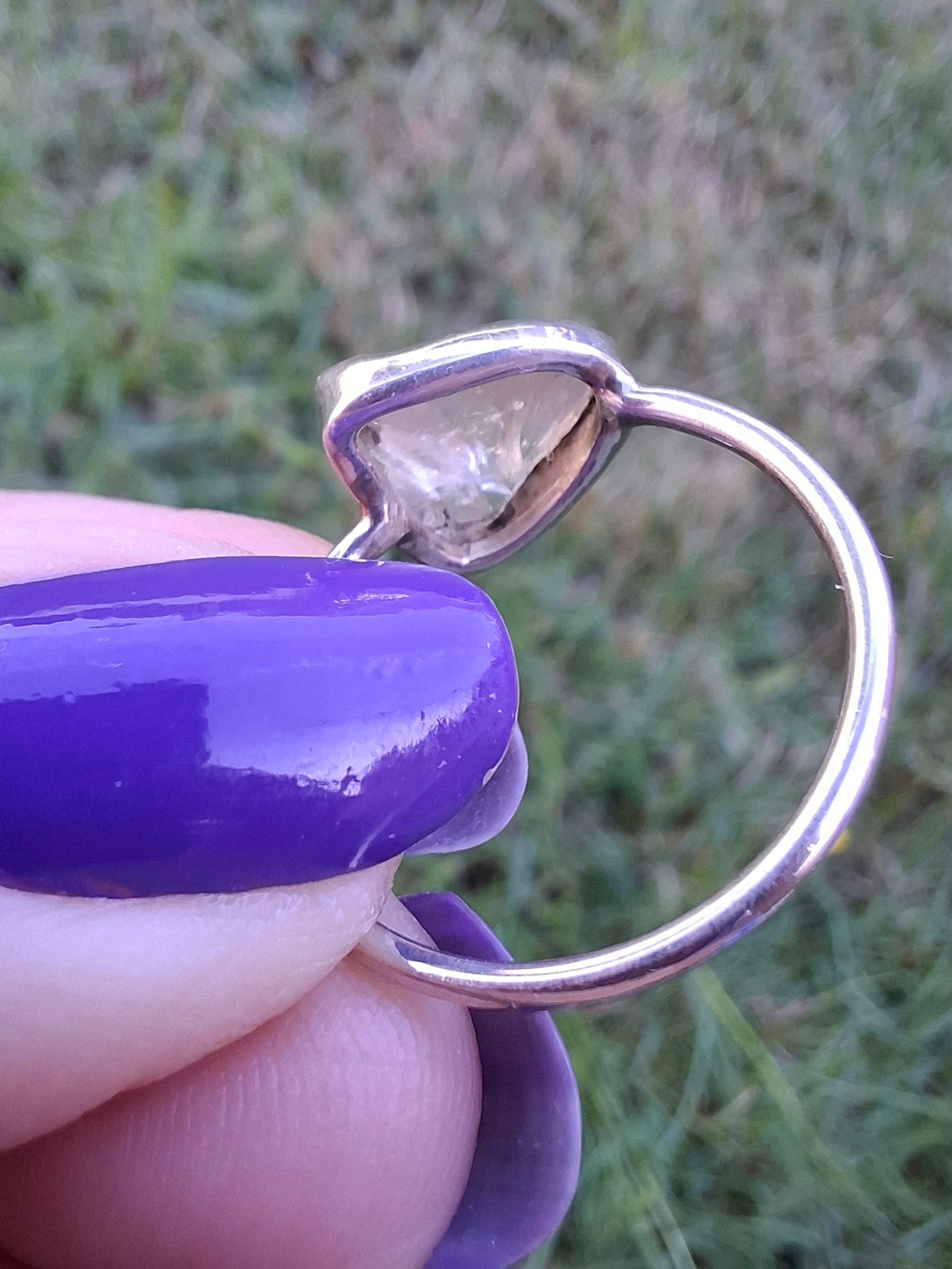Libyan Desert Glass Ring, size small R, 925 Silver, Tektite (Ref: LR39)