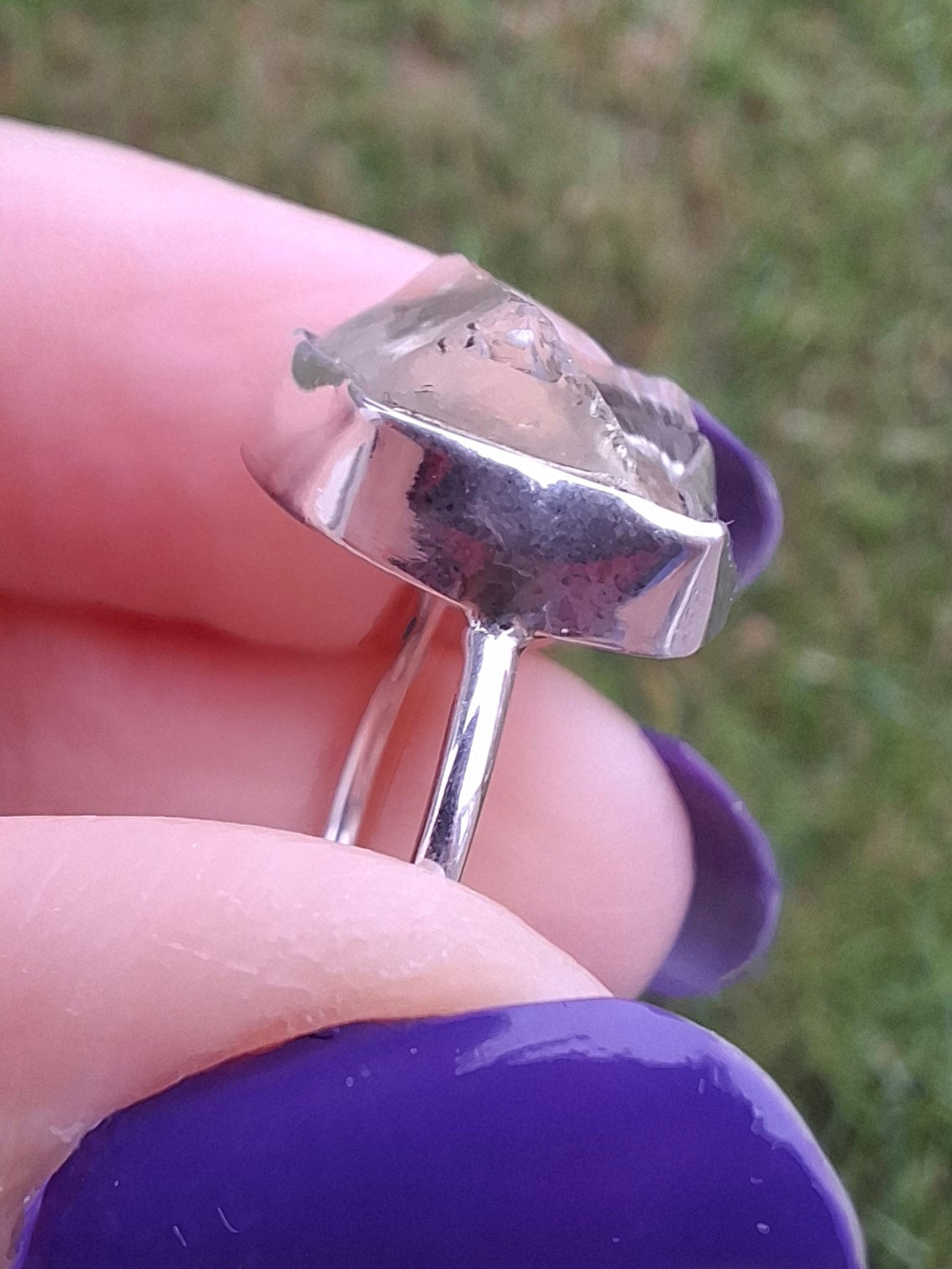 Libyan Desert Glass Ring, size P, 925 Silver, Tektite (Ref: LR26)