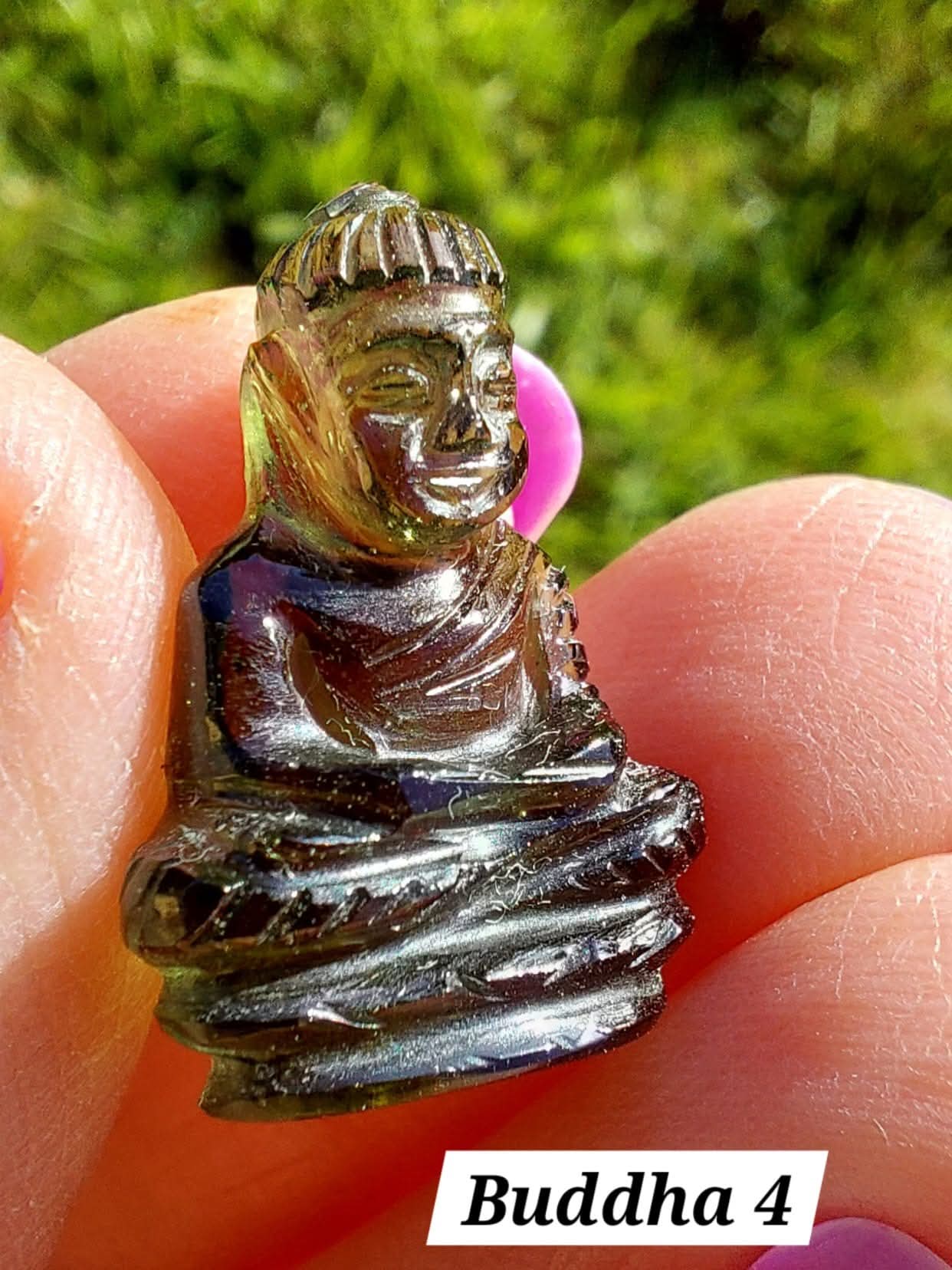 Moldavite BUDDHA Carving, 2.71g, Tektite (Ref: Buddha4)