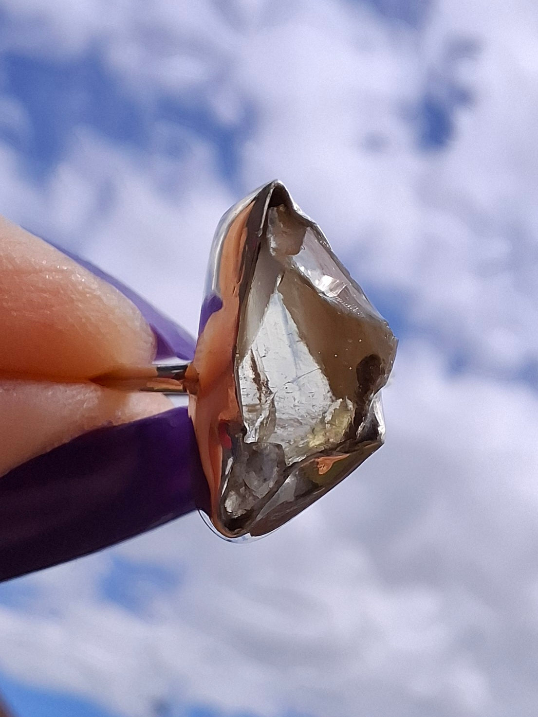 Libyan Desert Glass Ring, size large G, 925 Silver, Tektite (Ref: LR4)