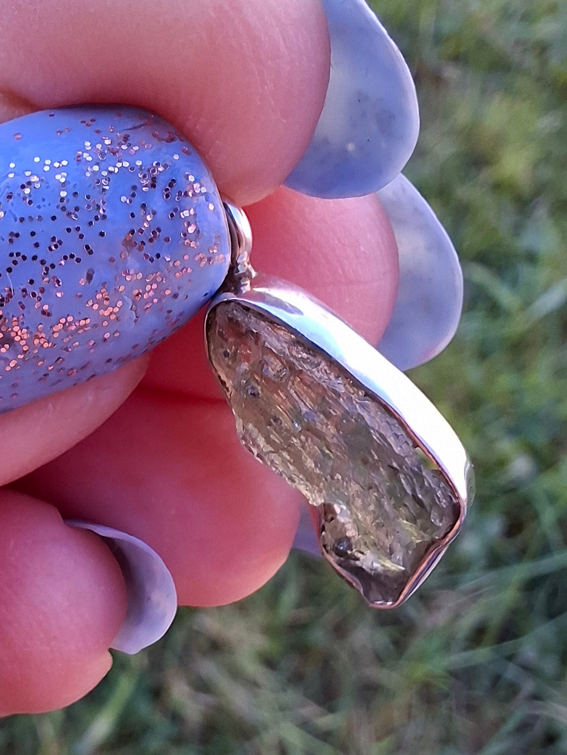 Moldavite Pendant, 925 Silver, Tektite (Ref: P94)