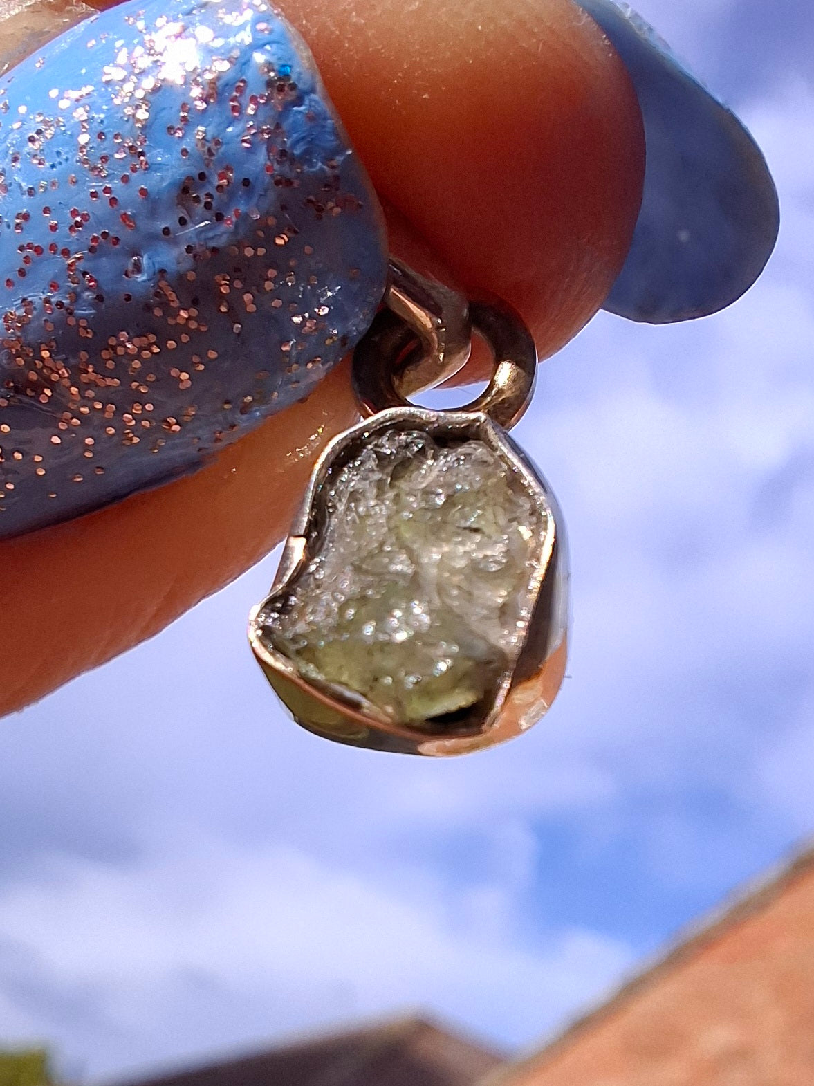 Moldavite Pendant, 925 Silver, Tektite (Ref: P49)