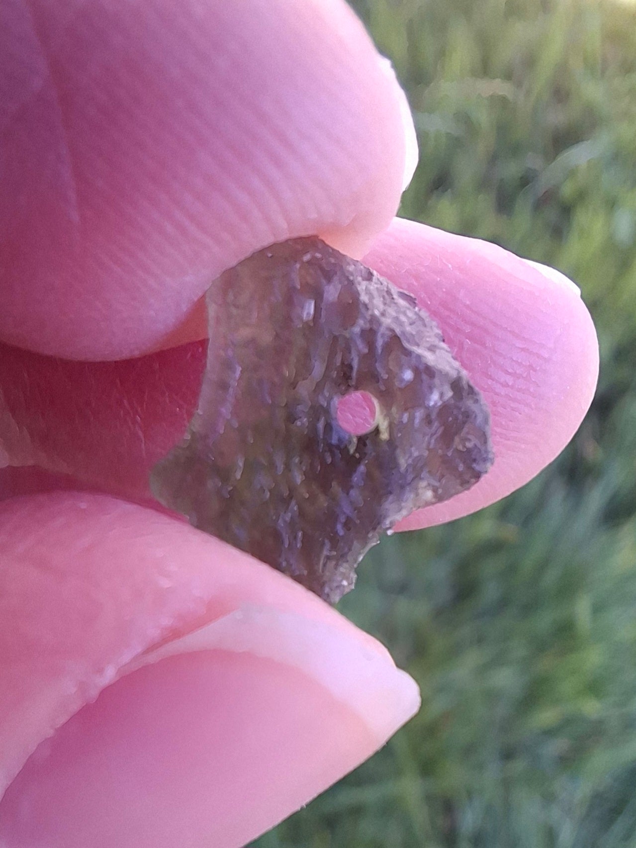 DRILLED, Moldavite Piece, 0.67g, Tektite (Ref: D21)