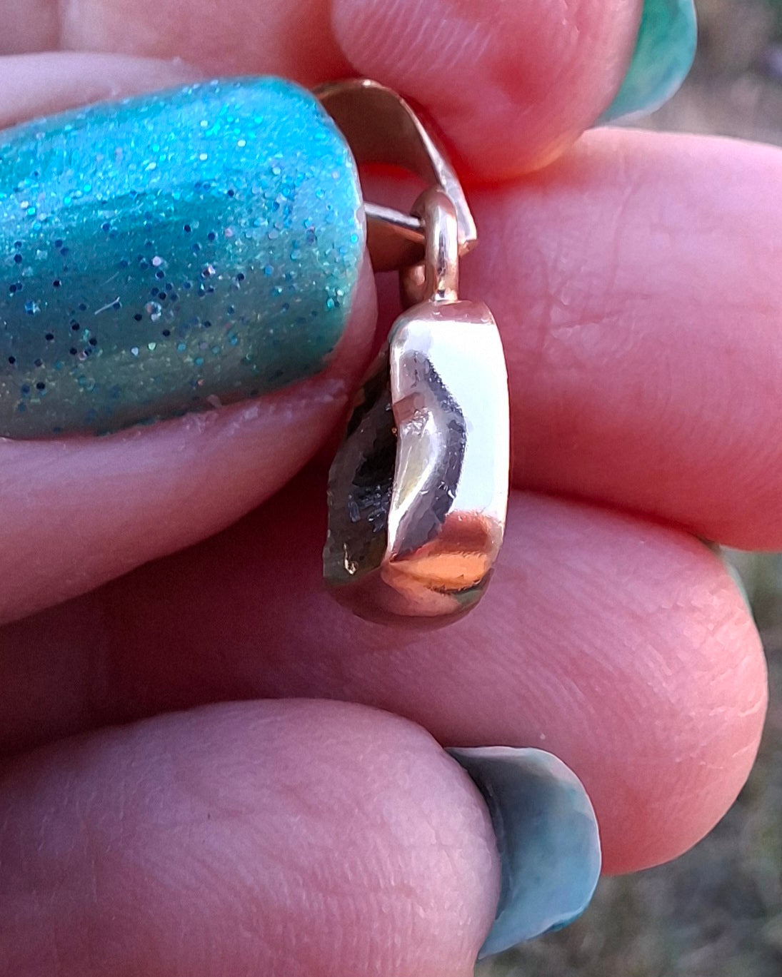 Moldavite Pendant, 14K GOLD Plated, Tektite (Ref: P453)