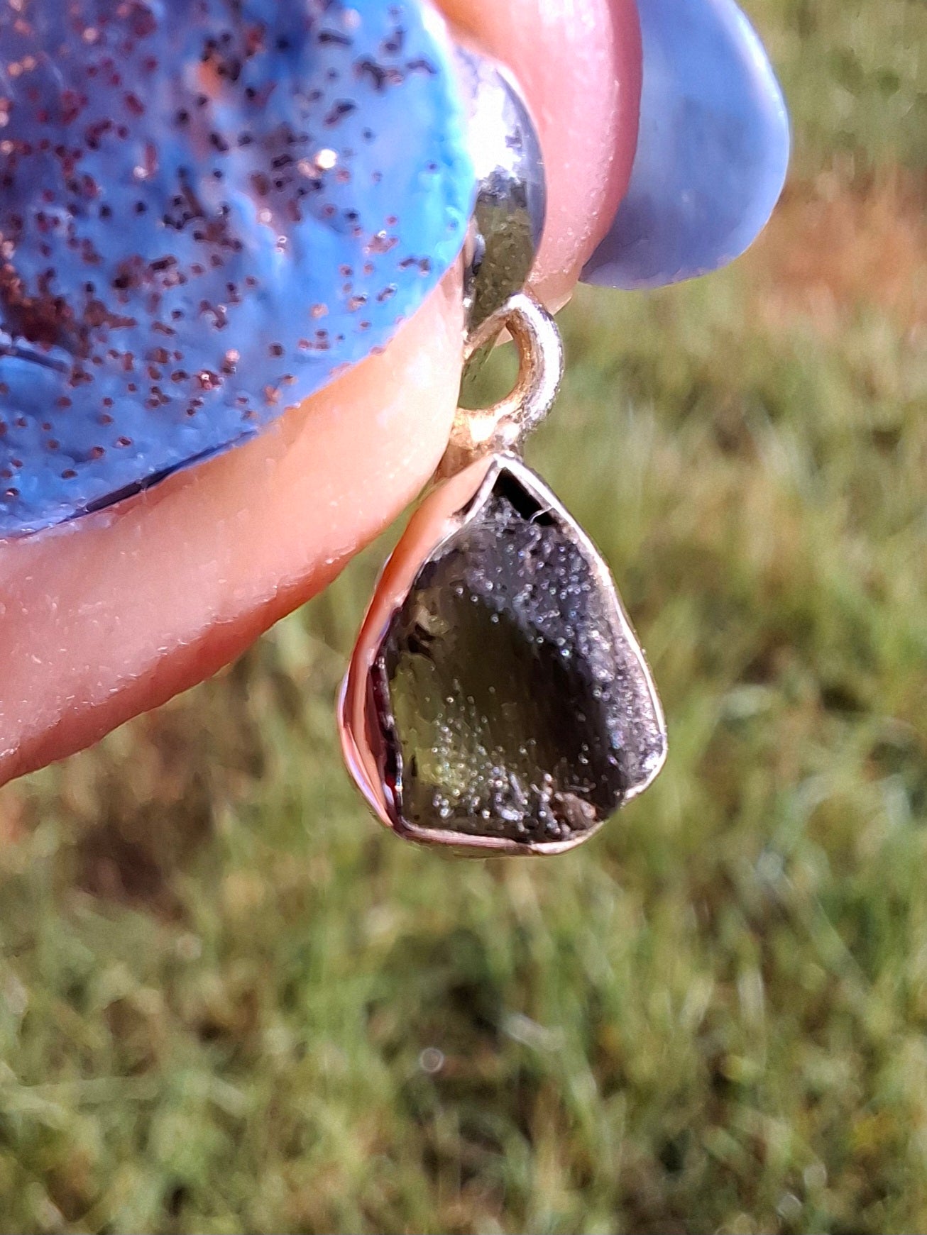 Moldavite Pendant, 925 Silver, Tektite (Ref: P59)
