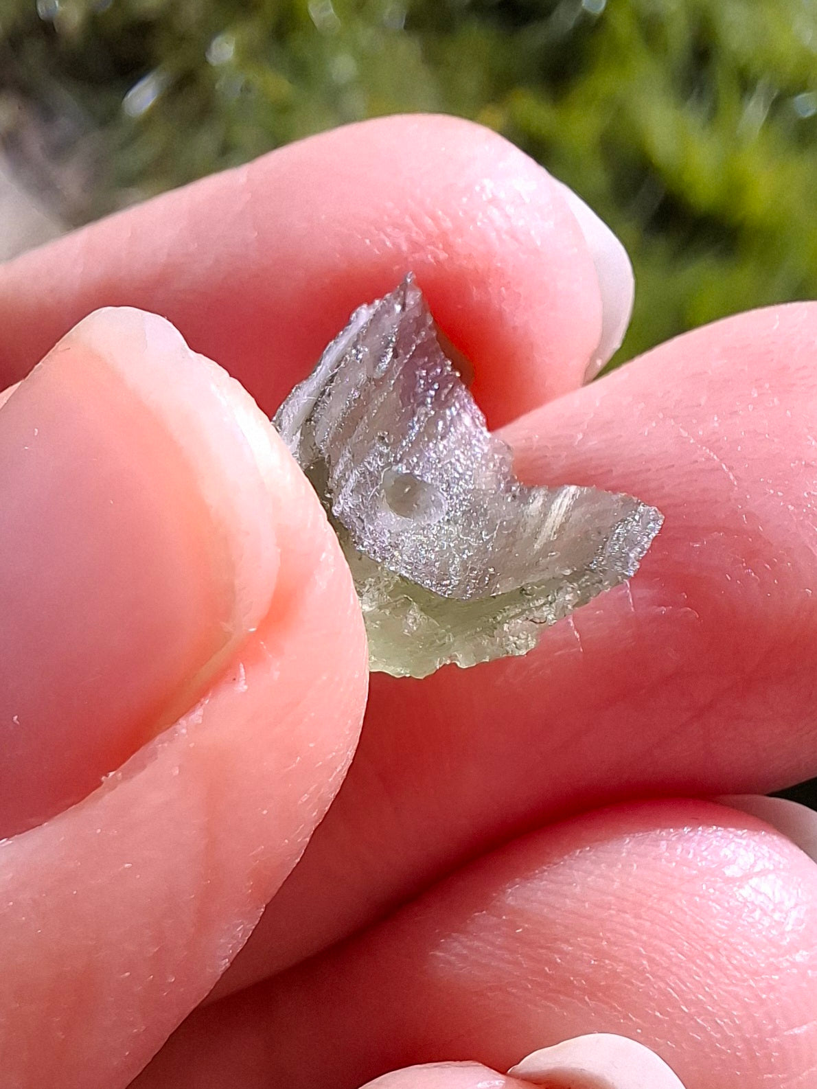 DRILLED, Moldavite Piece, 0.74g, Tektite (Ref: D13)