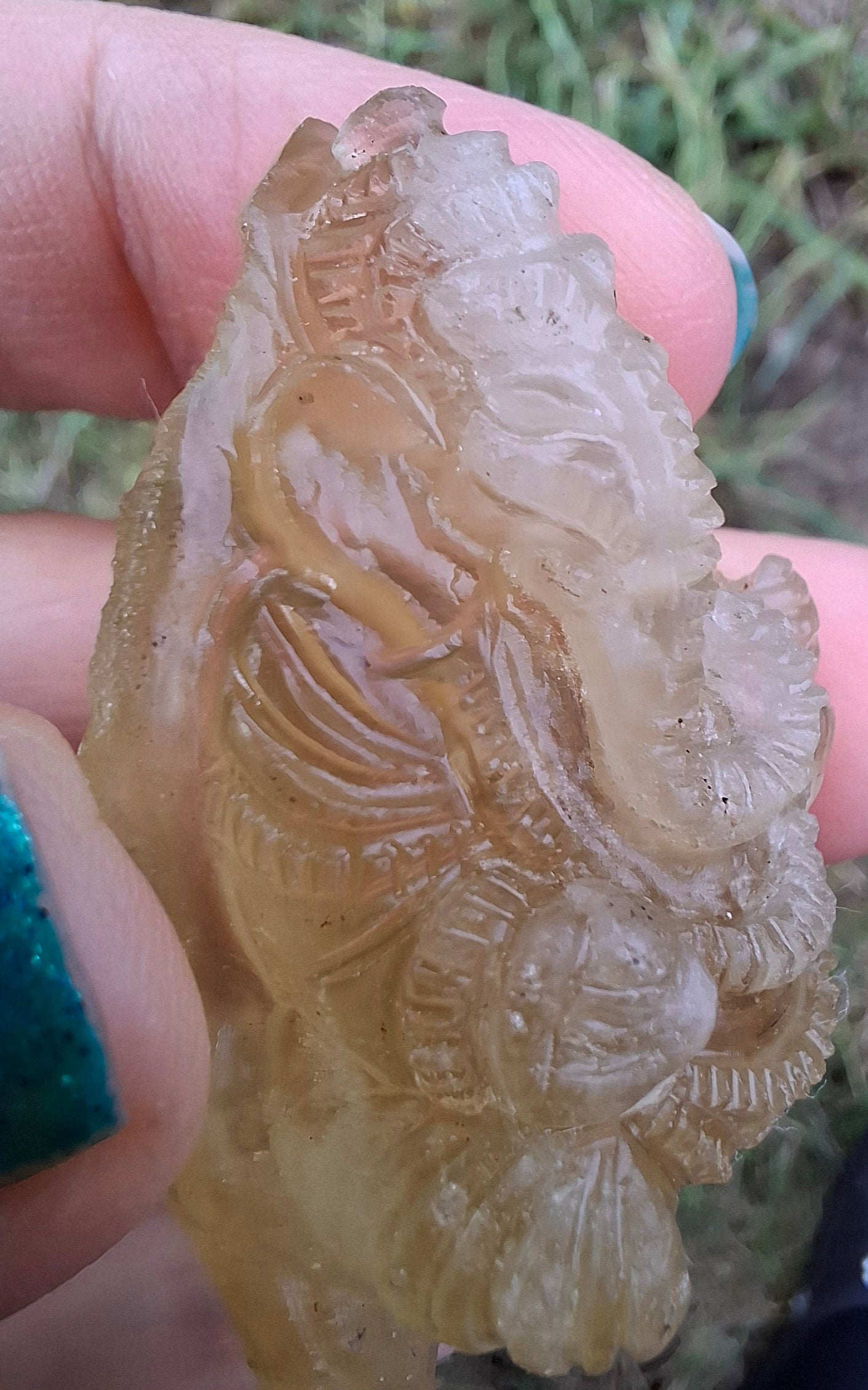 Libyan Desert Glass carving, GANESHA, 26.47g, Tektite (Ref: Ganesha1)