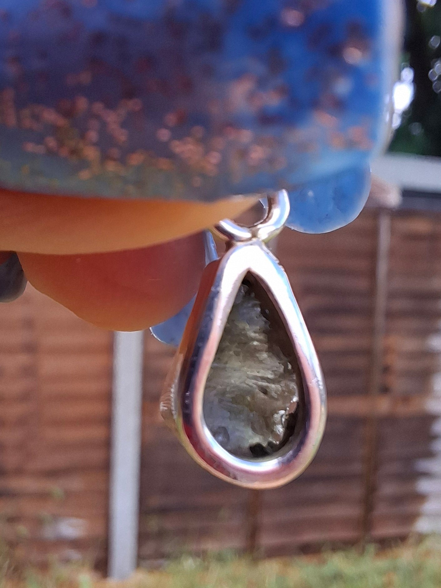 Moldavite Pendant, 925 Silver, Tektite (Ref: P65)