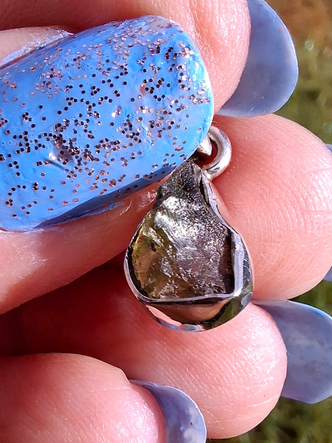 Moldavite Pendant, 925 Silver, Tektite (Ref: P42)