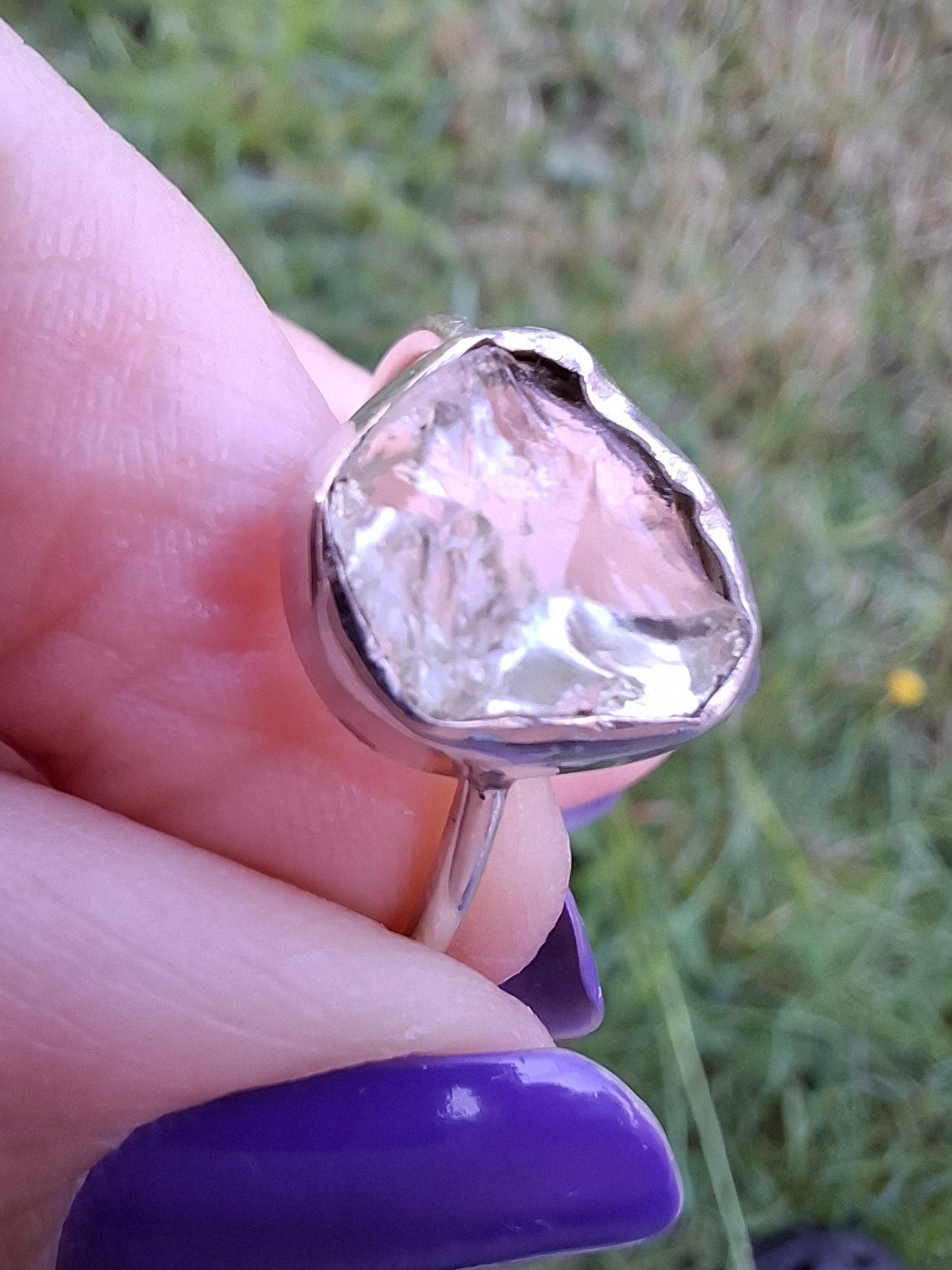 Libyan Desert Glass Ring, size large T, 925 Silver, Tektite (Ref: LR50)