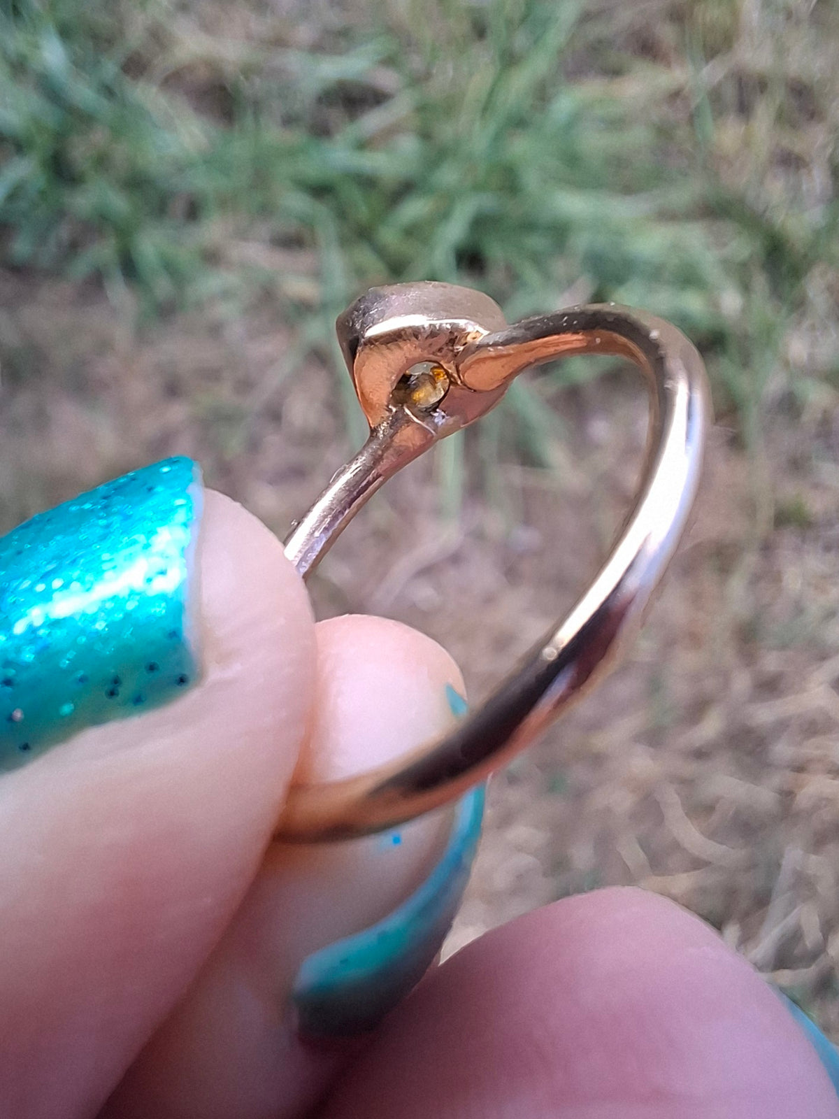 Moldavite Ring, 14K GOLD Plated, size large G / small H, Tektite (Ref: R334)