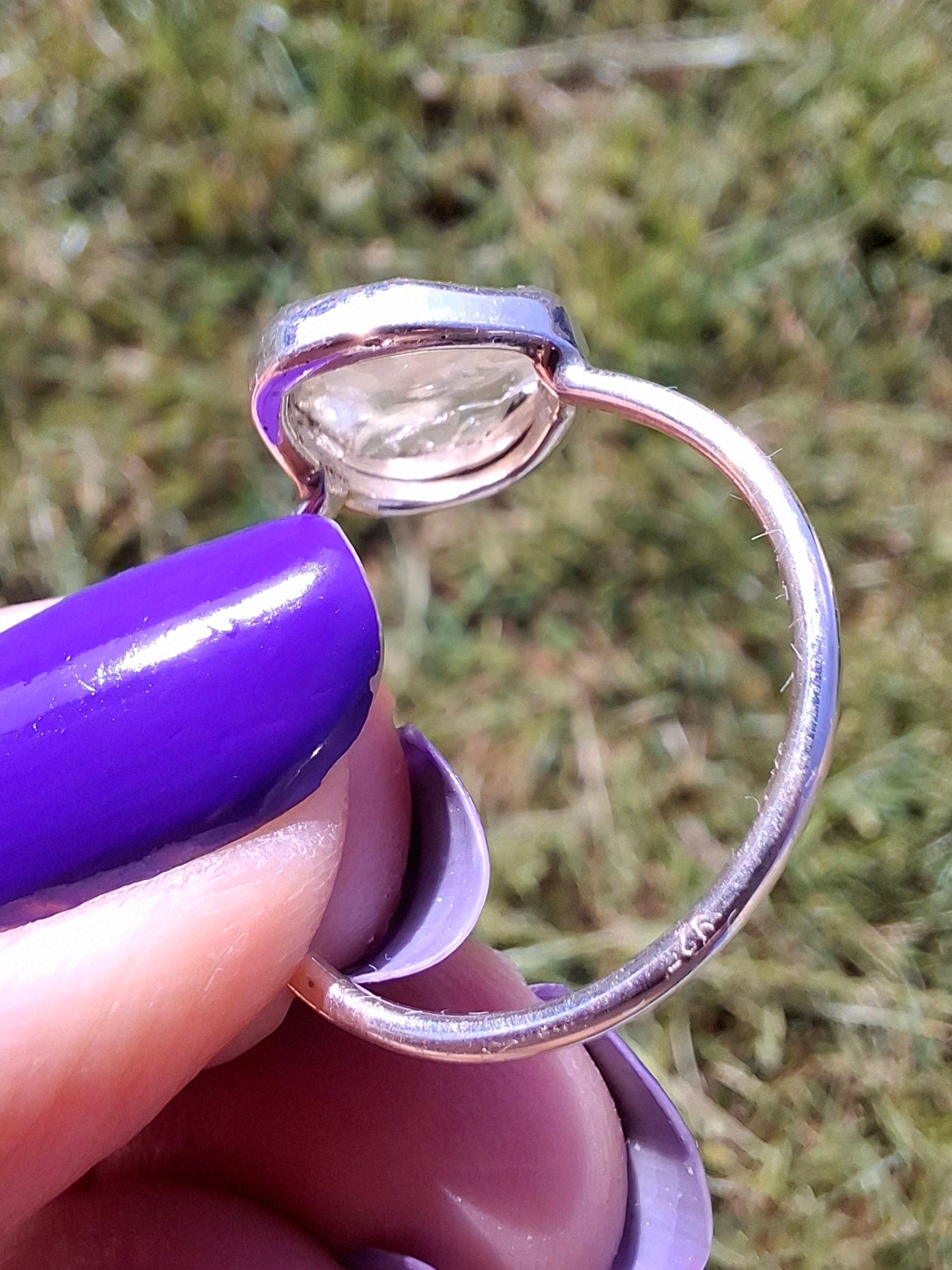 Libyan Desert Glass Ring, size large T, 925 Silver, Tektite (Ref: LR50)