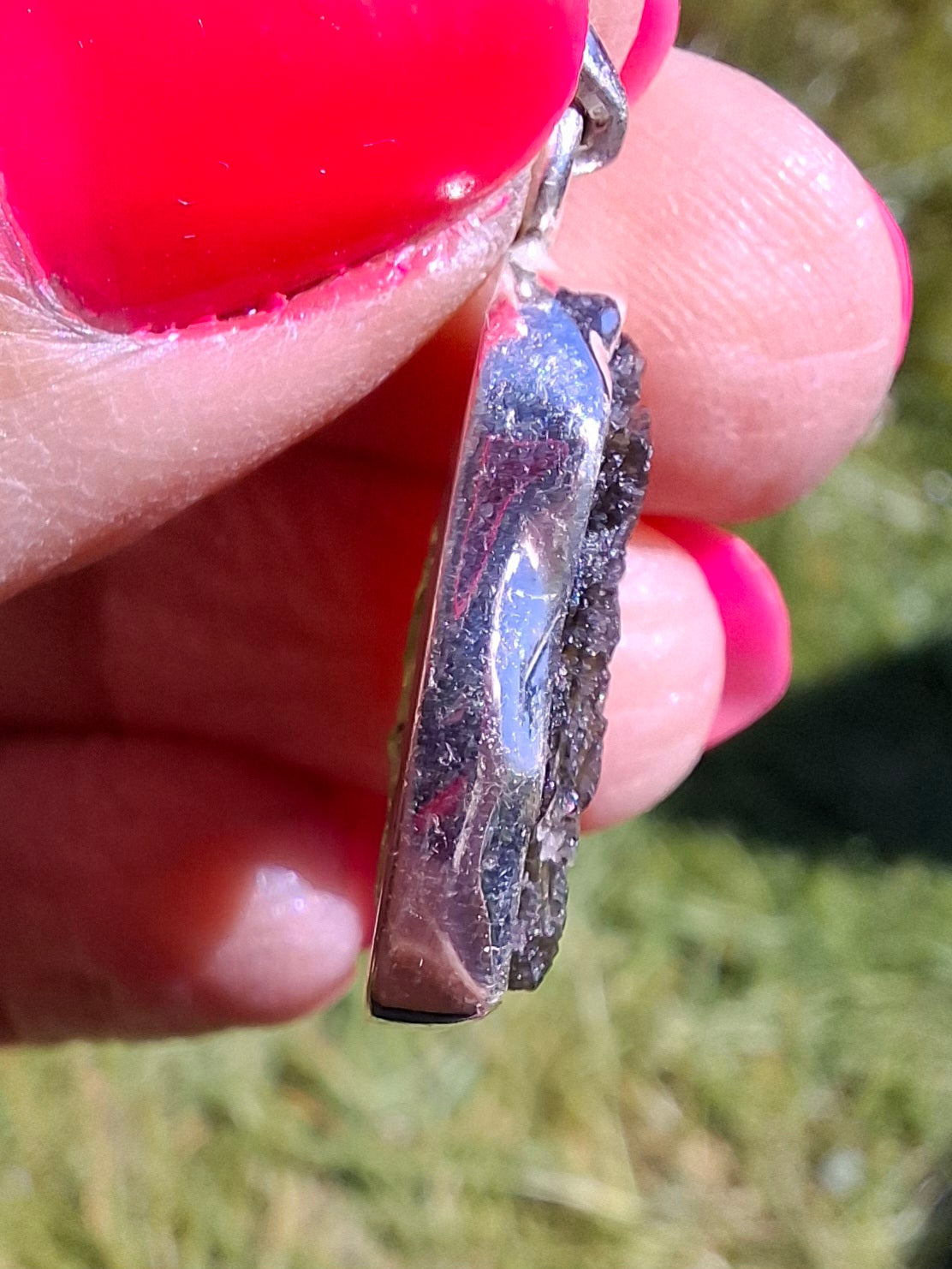 Moldavite Pendant, 925 Silver, Tektite (Ref: P442)