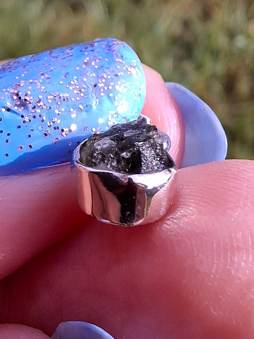 Moldavite Pendant, 925 Silver, Tektite (Ref: P62)