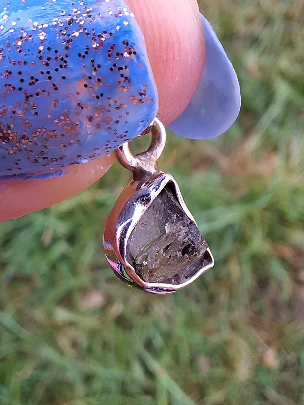 Moldavite Pendant, 925 Silver, Tektite (Ref: P38)
