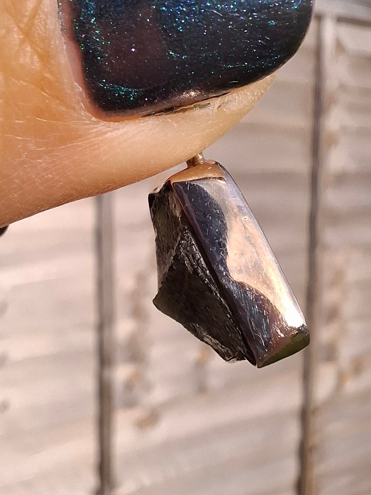 Moldavite Pendant, 925 Silver, Tektite (Ref: P2)