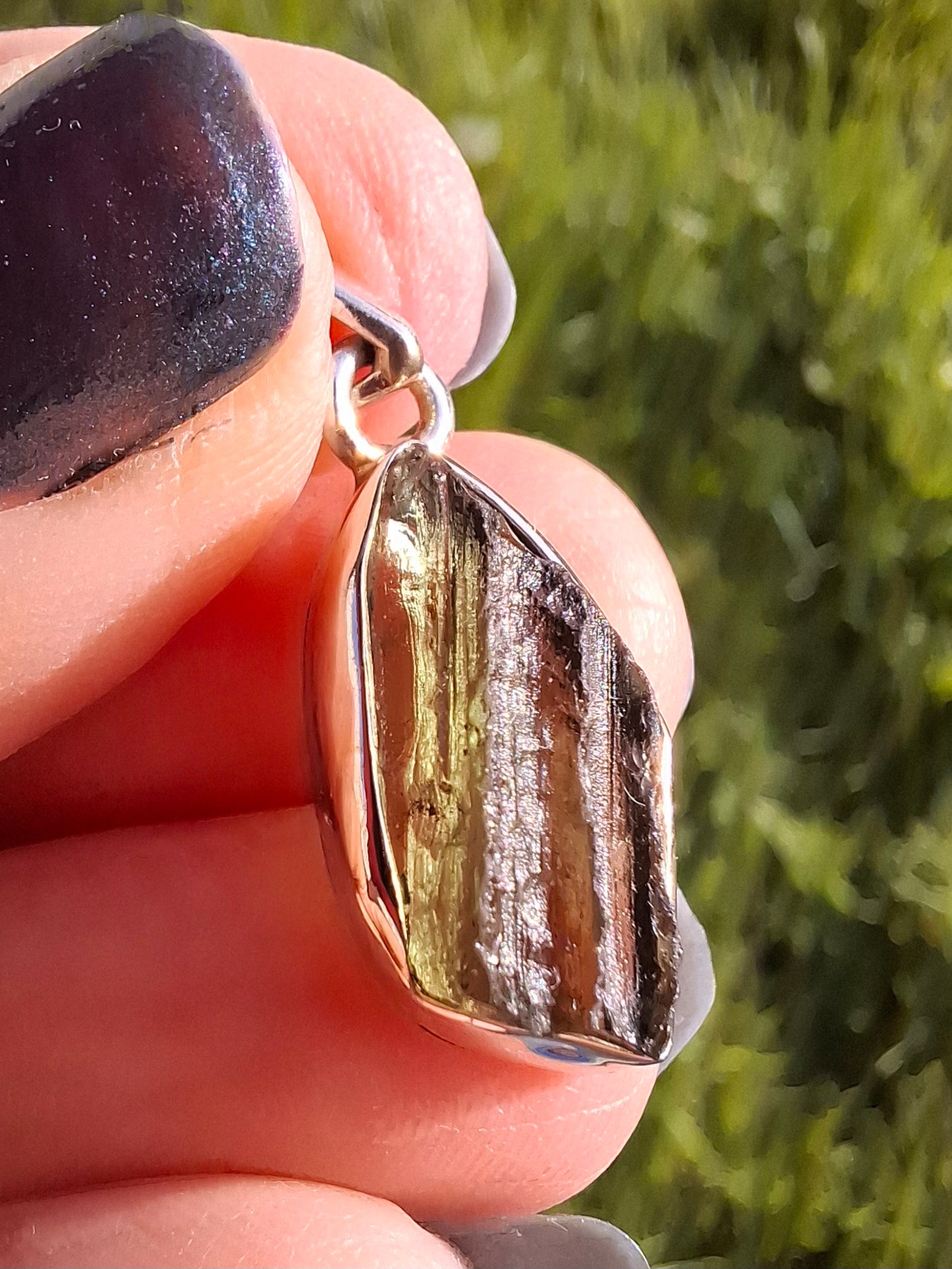 Moldavite Pendant, 925 Silver, Tektite (Ref: P13)