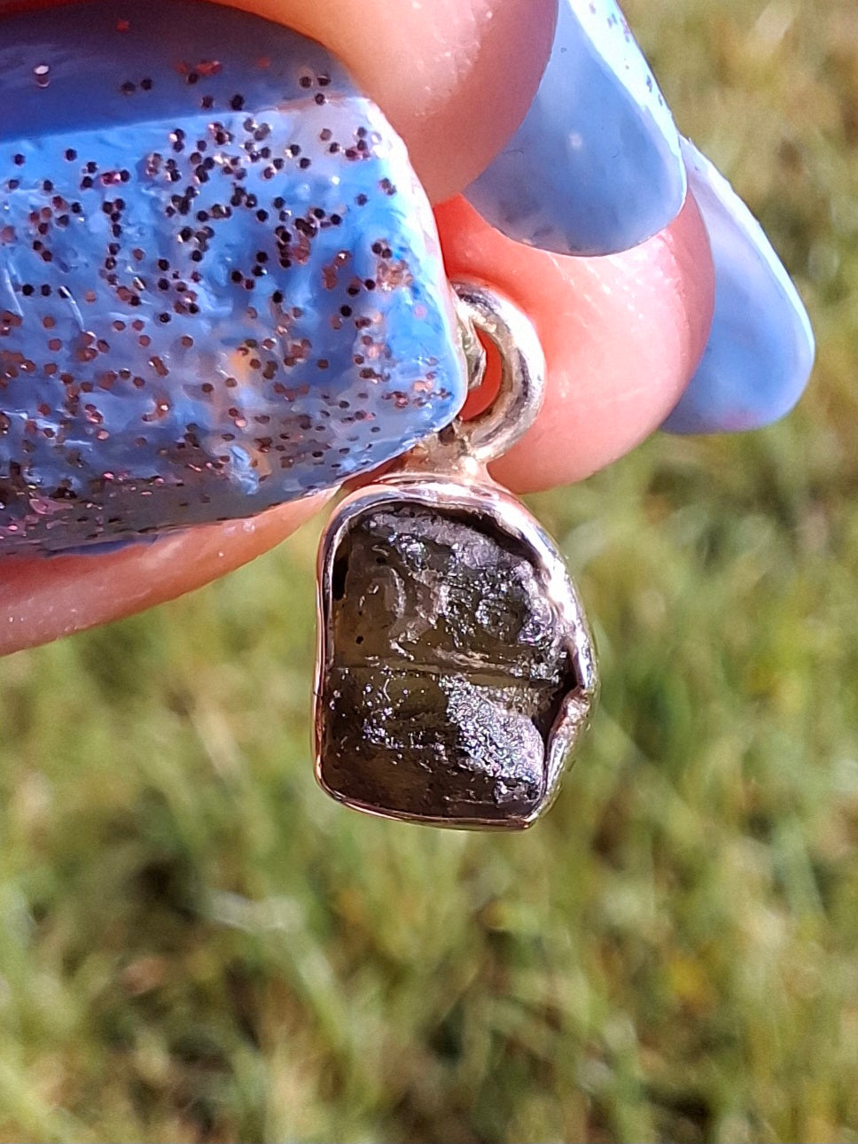 Moldavite Pendant, 925 Silver, Tektite (Ref: P44)