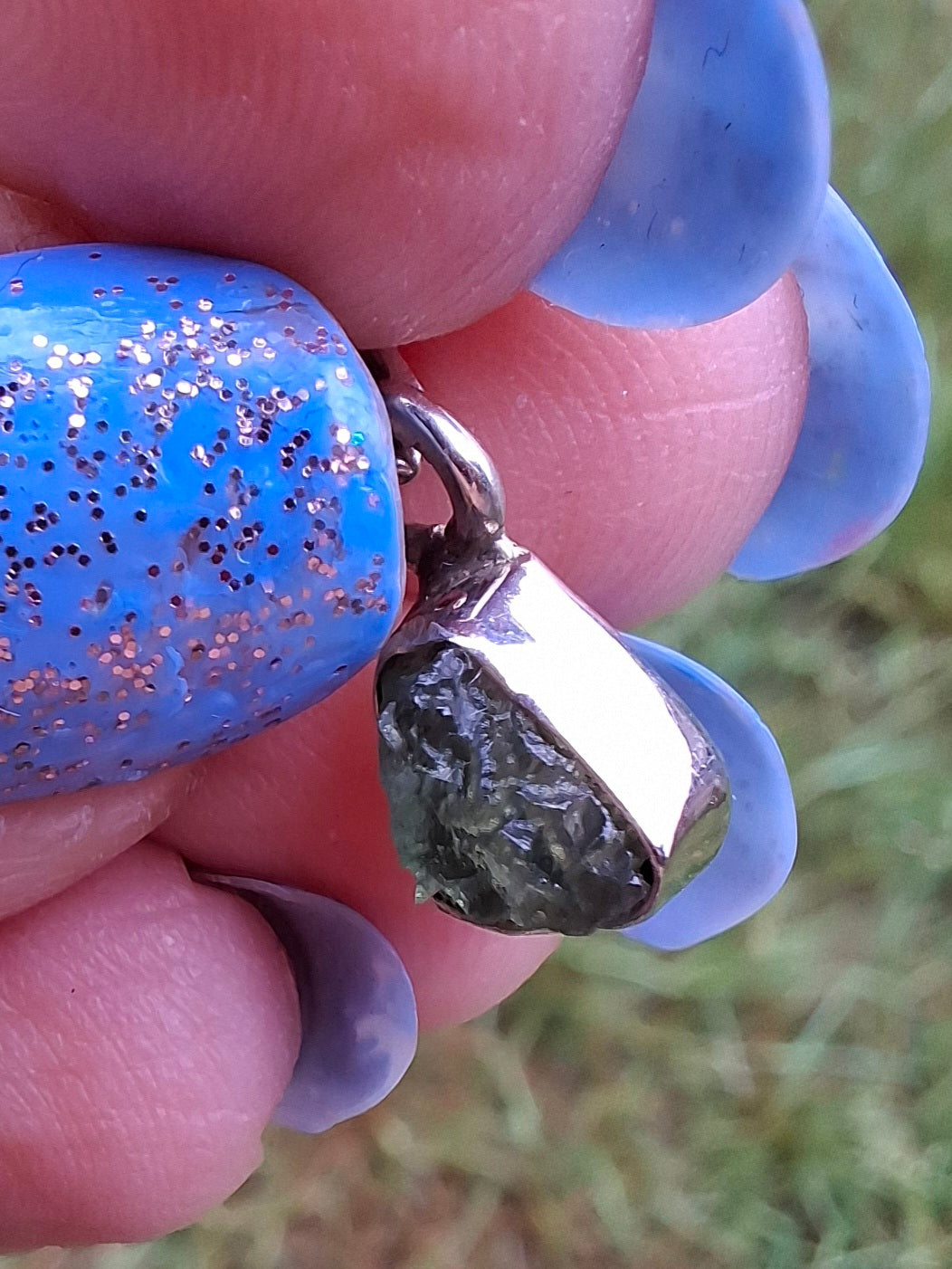 Moldavite Pendant, 925 Silver, Tektite (Ref: P66)