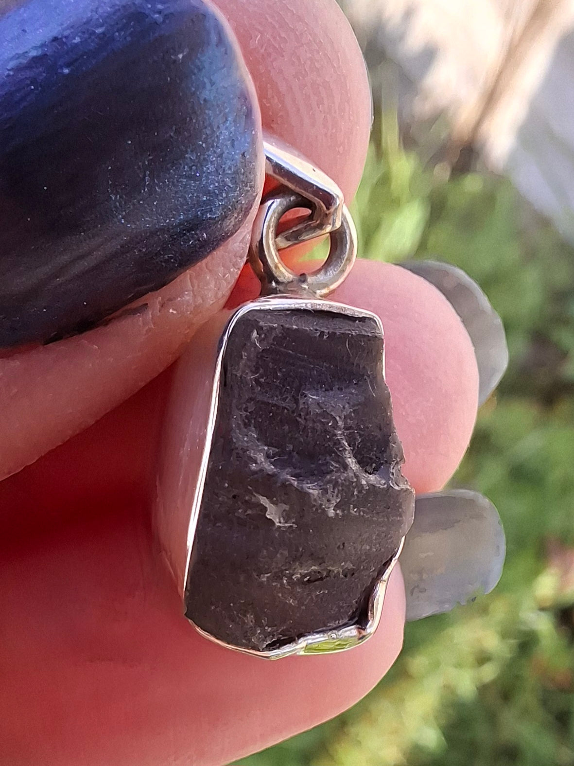 Moldavite Pendant, 925 silver, Tektite (Ref: P4)