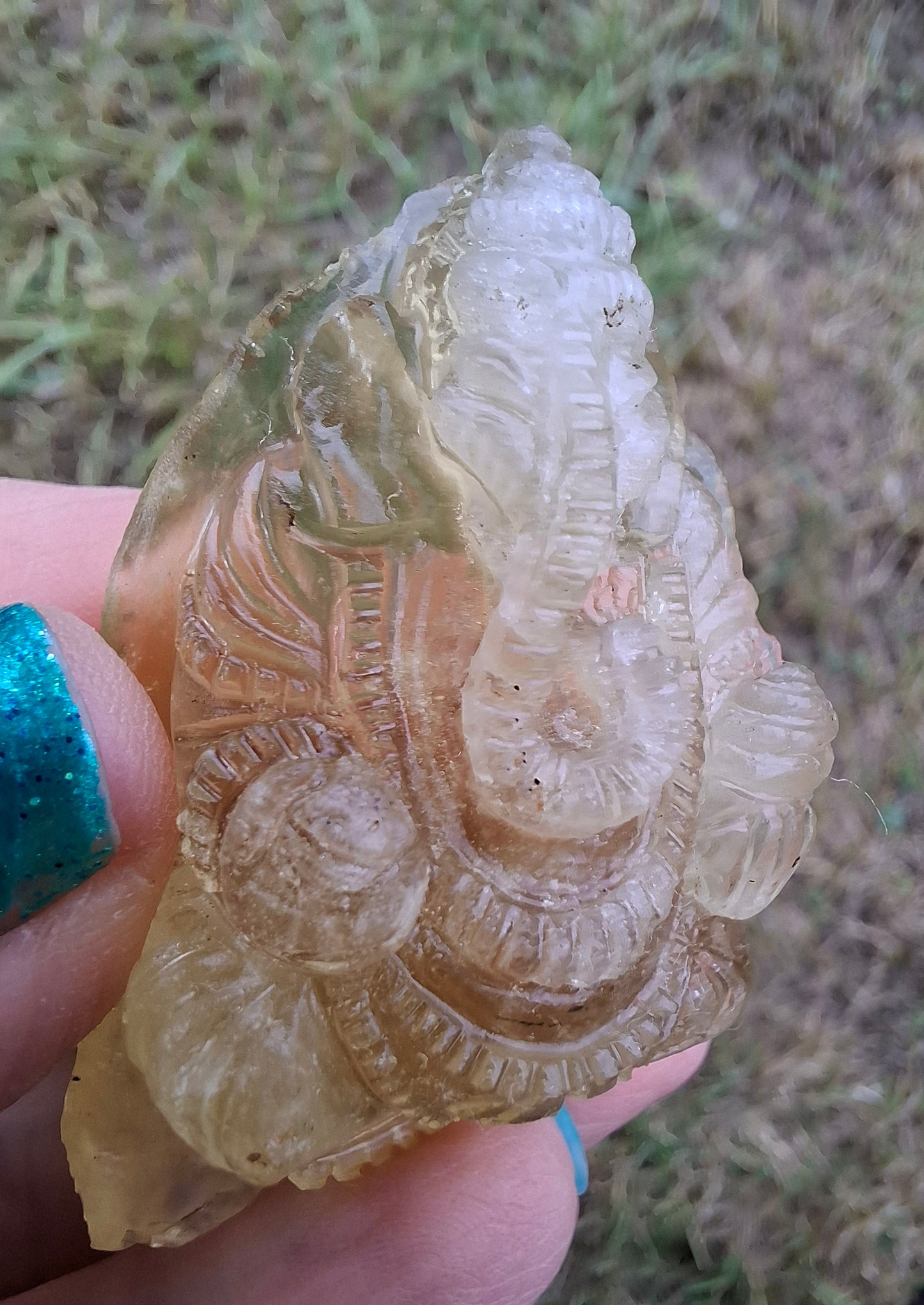 Libyan Desert Glass carving, GANESHA, 26.47g, Tektite (Ref: Ganesha1)