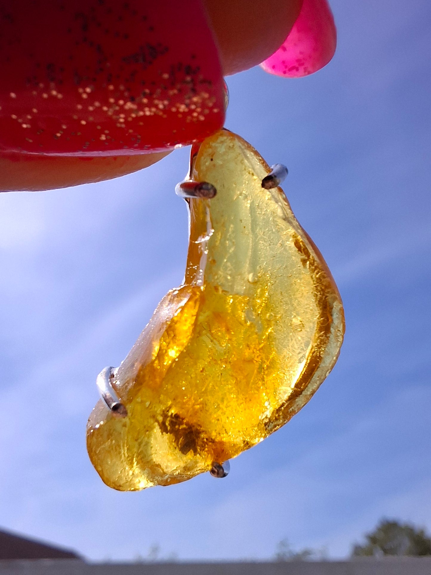 Baltic Amber Pendant, 925 Silver, Fossil (Ref: Ap1)