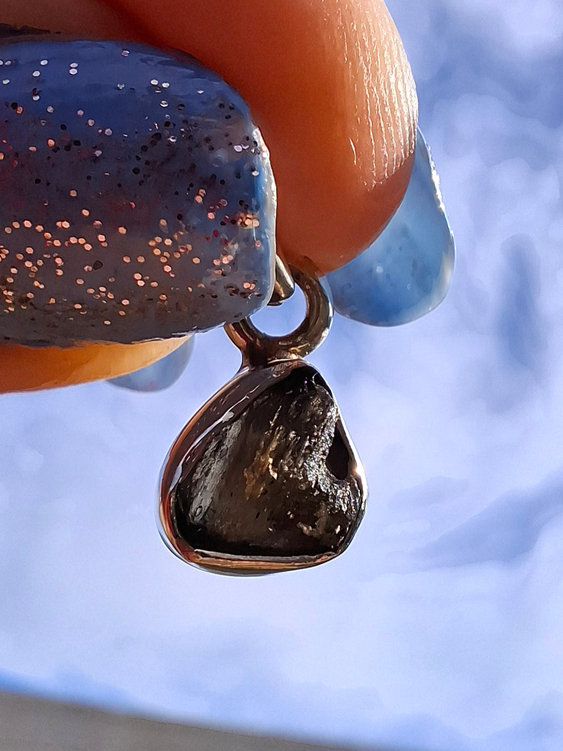 Moldavite Pendant, 925 Silver, Tektite (Ref: P57)