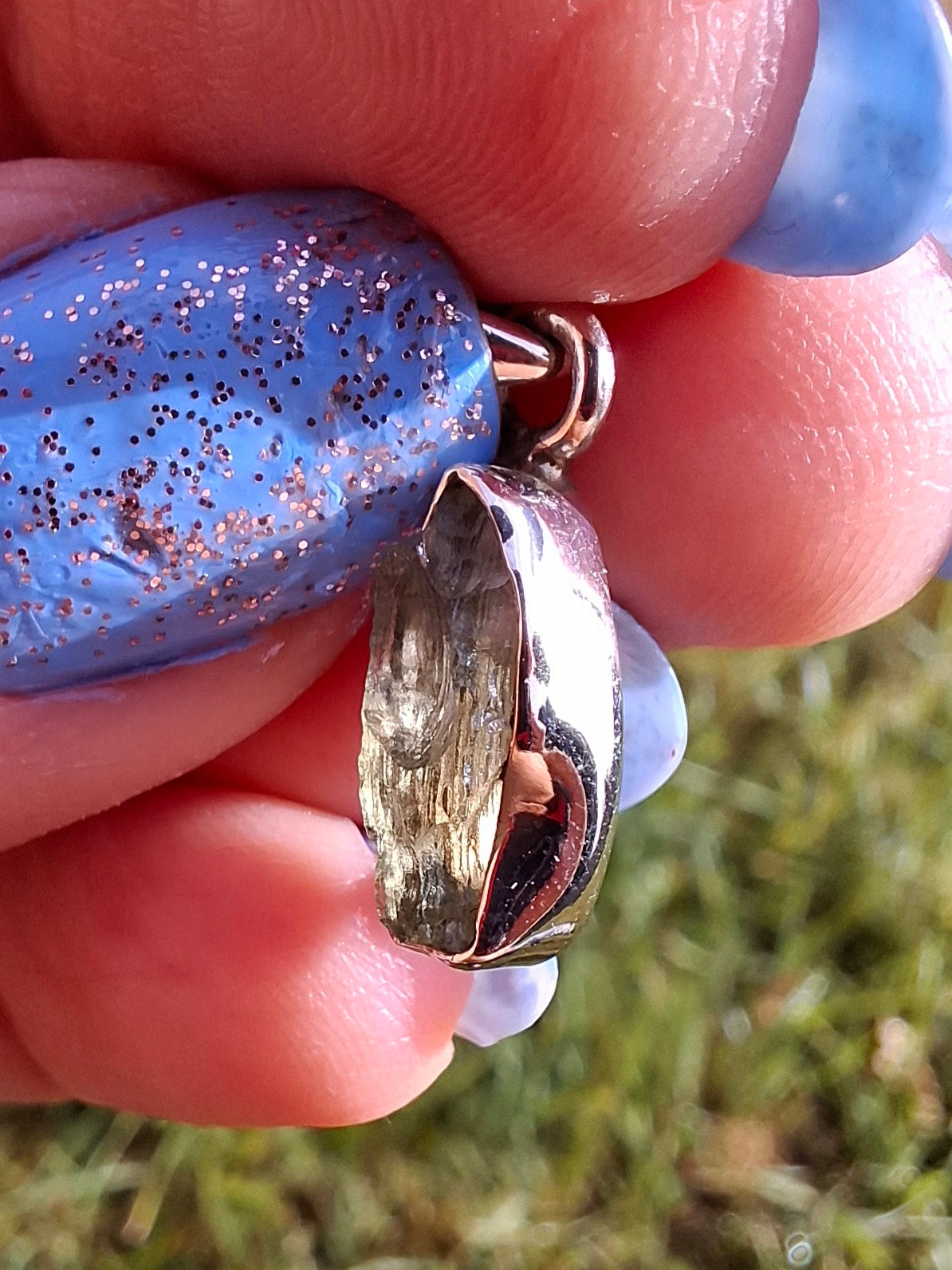 Moldavite Pendant, 925 Silver, Tektite (Ref: P48)