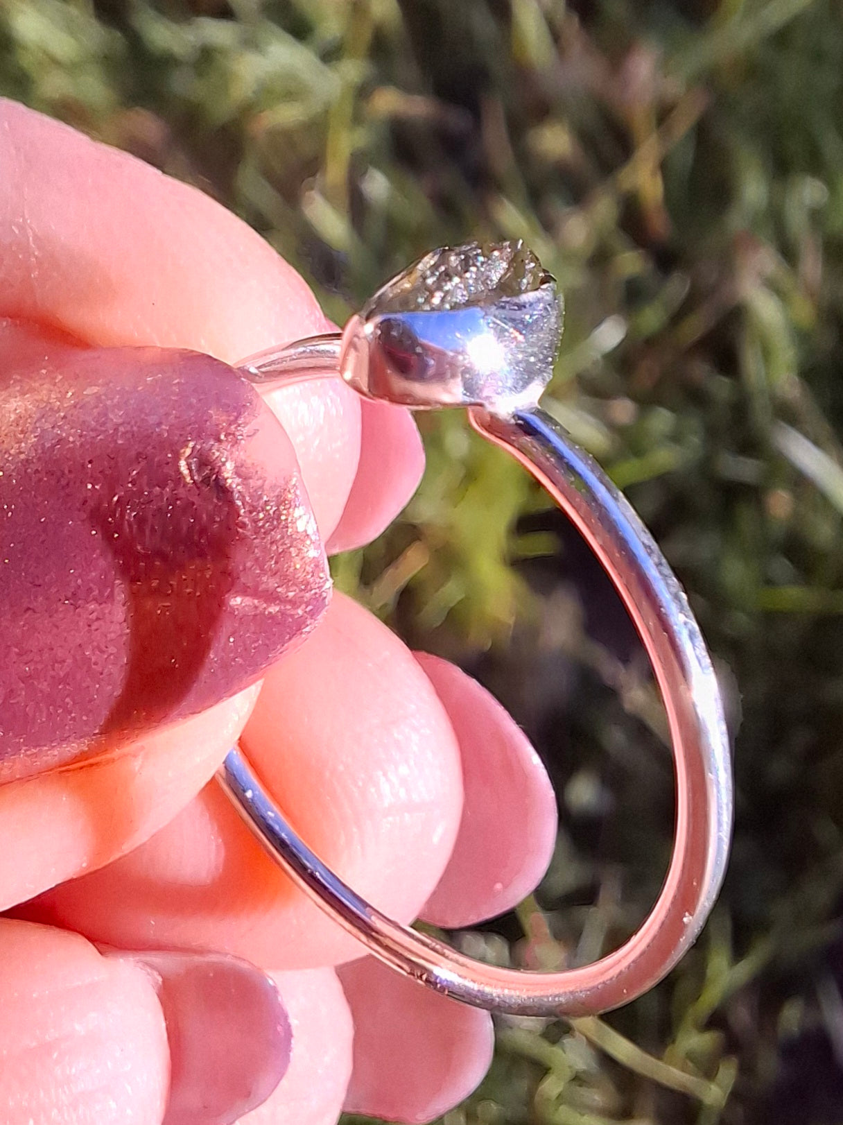Moldavite Ring, size large R/small S, 925 Silver, Tektite (Ref: R54)